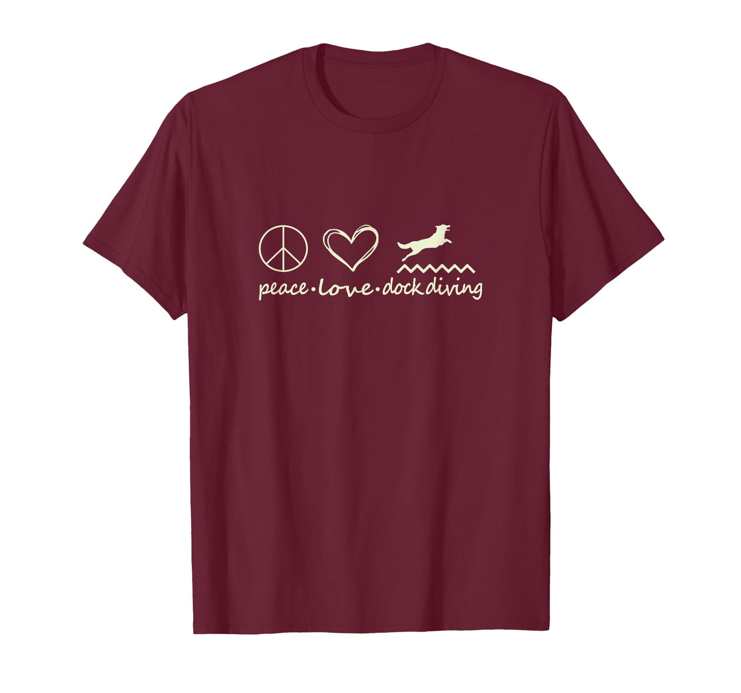 Peace Love Dog Dock Diving Dog Jumping Swimming T-Shirt for Men Women