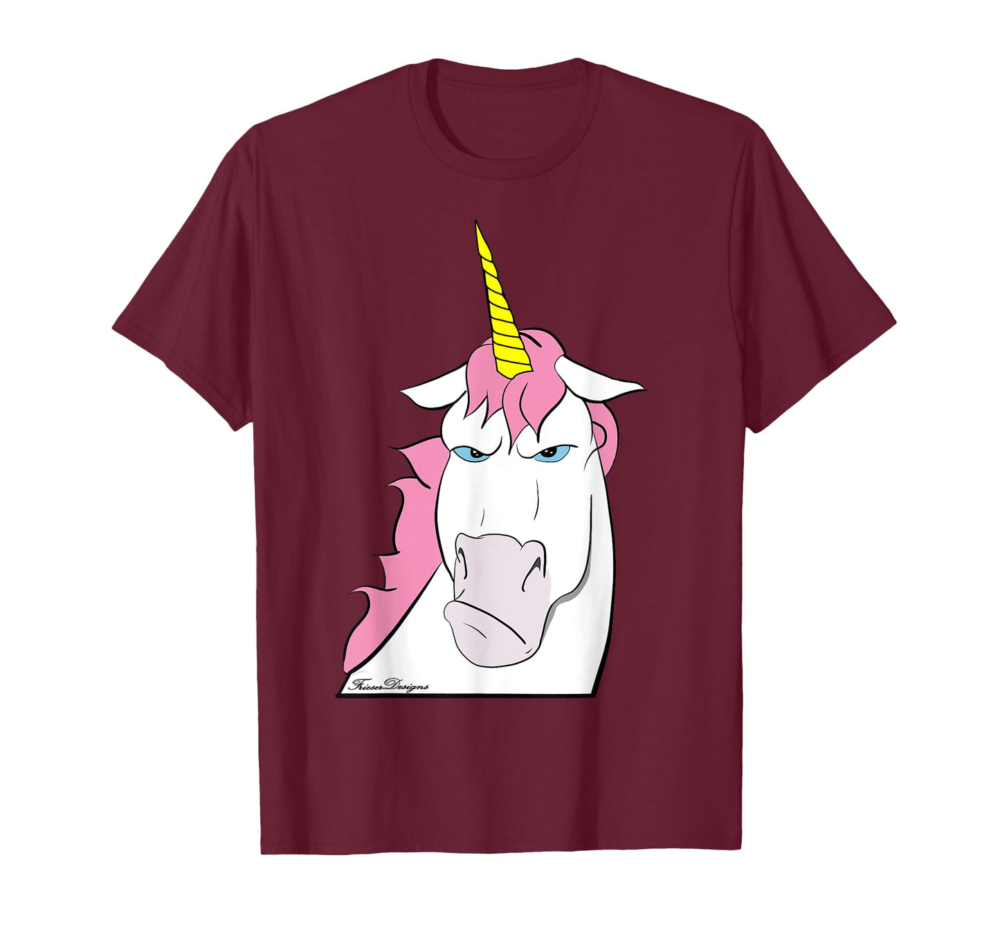 funny grumpy comic unicorn with bad mood T-Shirt