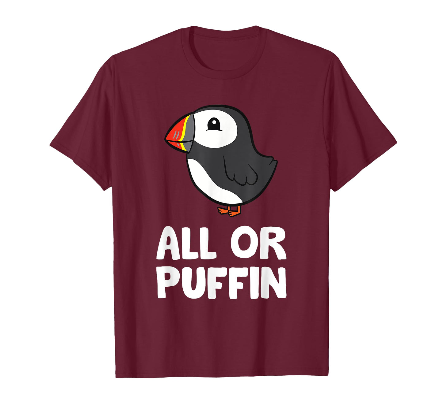 Funny Puffin Bird Gifts All Or Puffin Unisex-Adults and Kids Black Cartoon Puffin T-Shirt Small