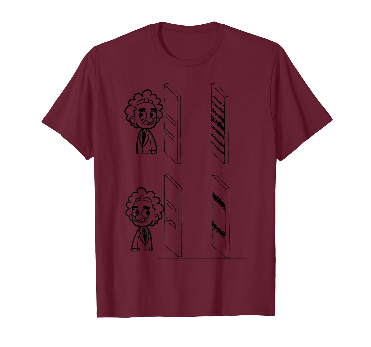 Quantum Threads: Double Slit Experiment Design T-Shirt - Unisex-Adults, Blue, Small, Short Sleeve