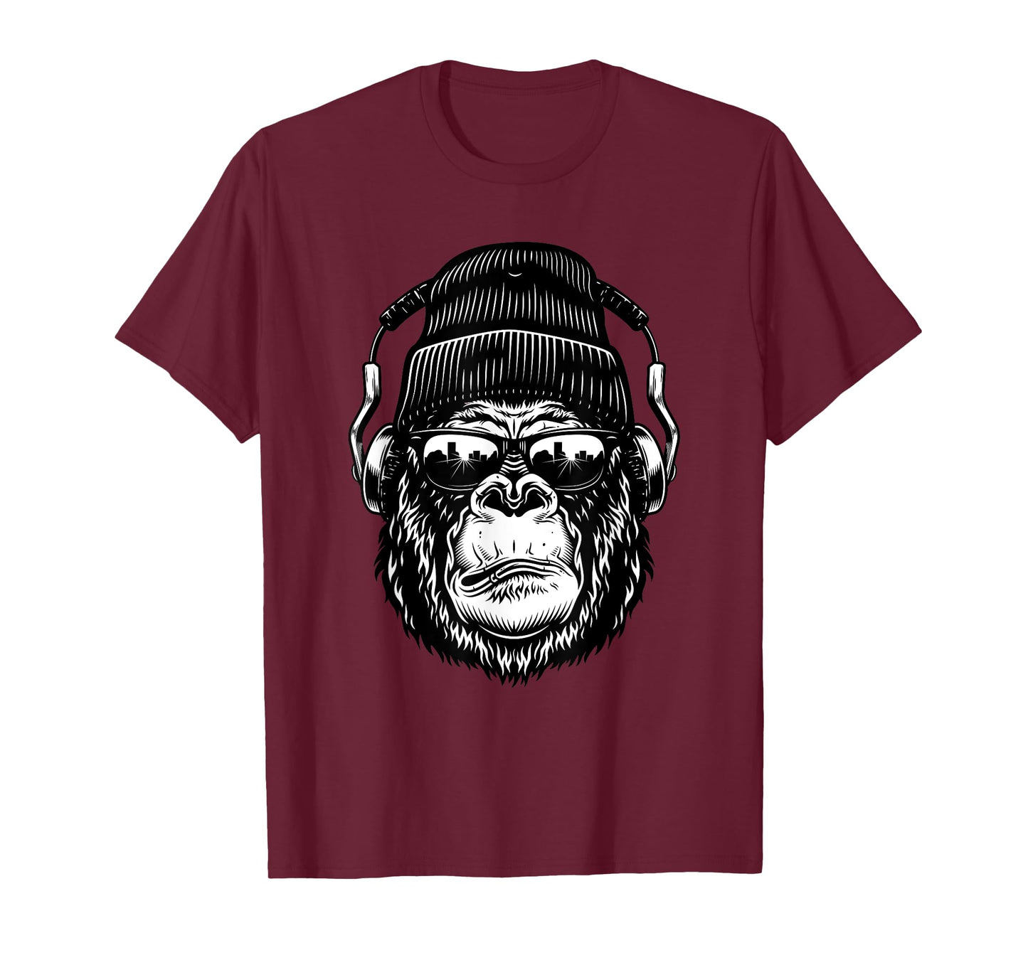 Monkey gorilla with mixer and headphones as DJ T-Shirt