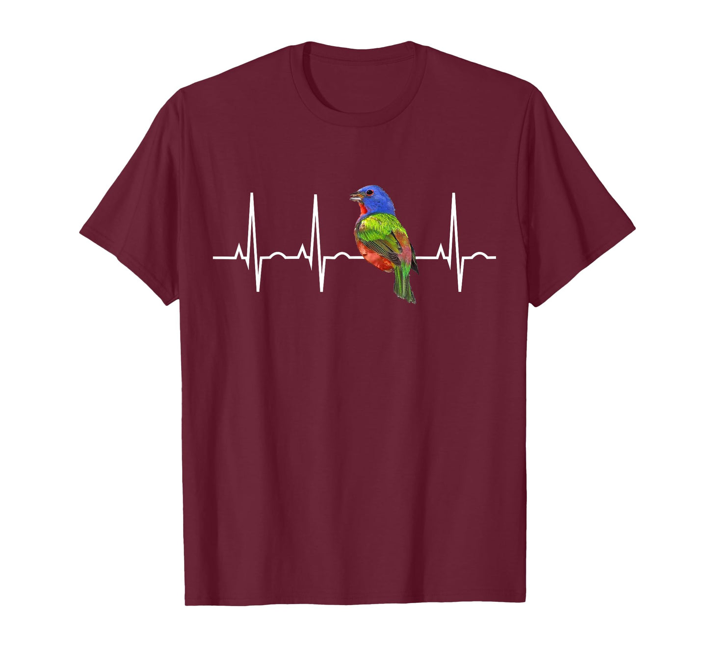Painted Bunting Shirt Birder & Bird Lover Heartbeat Gift Tee T-Shirt