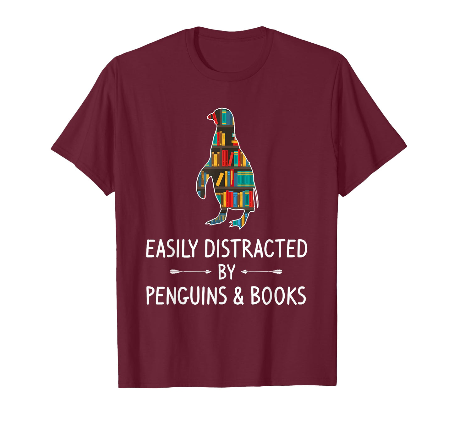 Easily Distracted By Penguins & Books Lover Gift Bird Animal T-Shirt