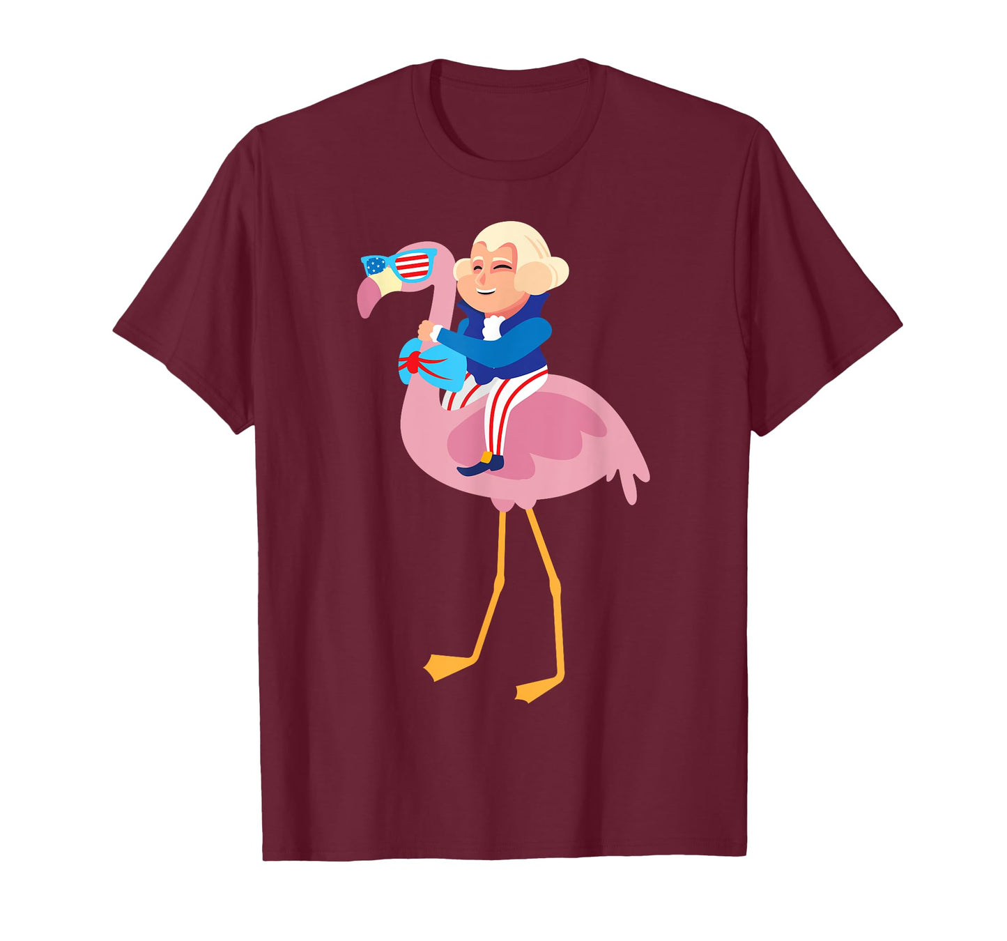 George Washington Flamingo 4th Of July American Flag Gift T-Shirt