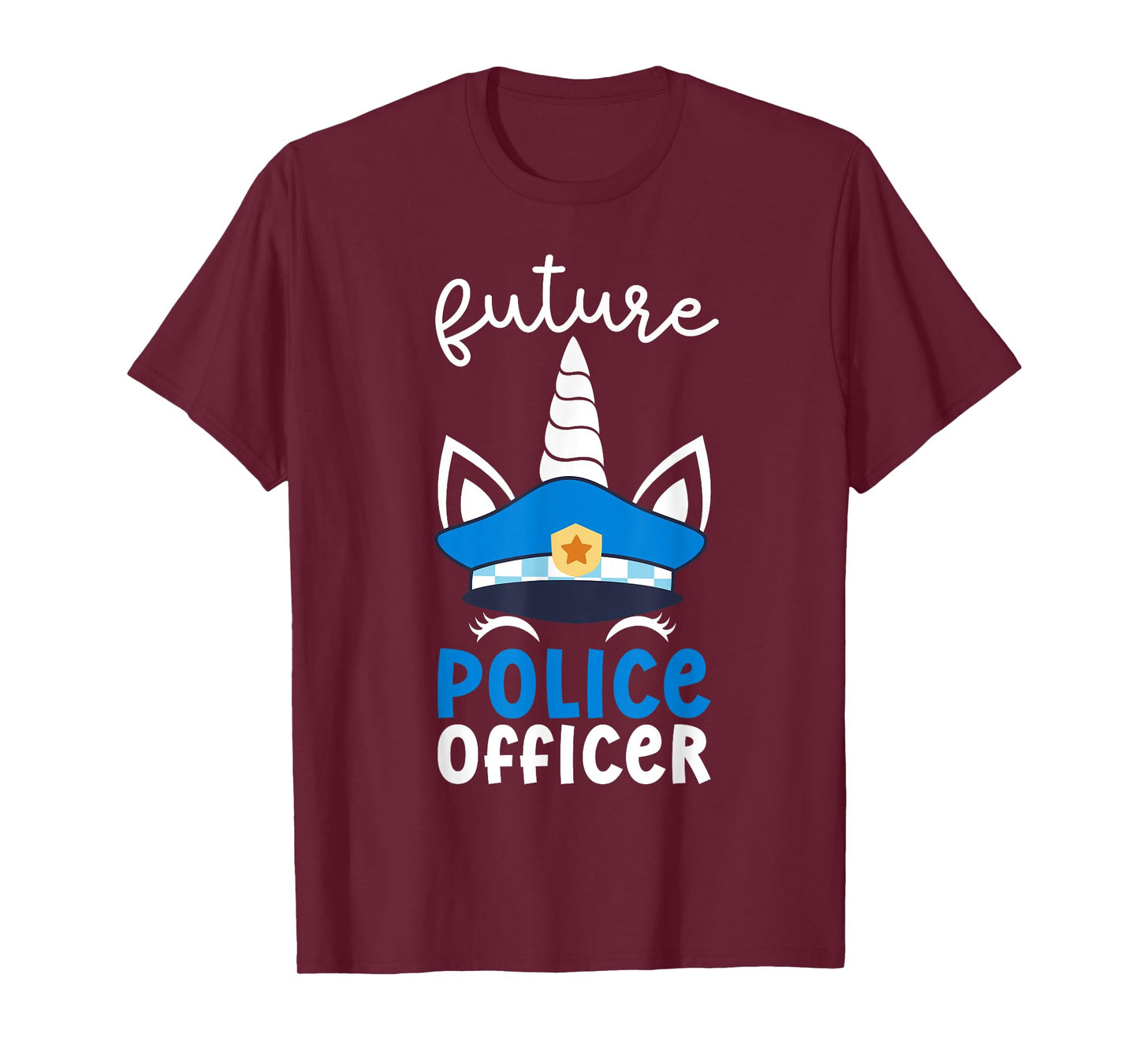 Future Police Officer Girl Unicorn Future Policeman Kids T-Shirt