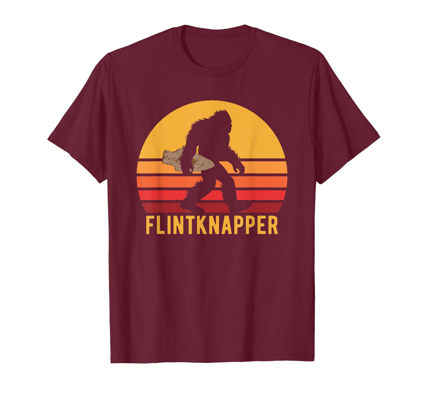 Retro Bigfoot Flintknapping Vintage Sasquatch Flintknapper T-Shirt