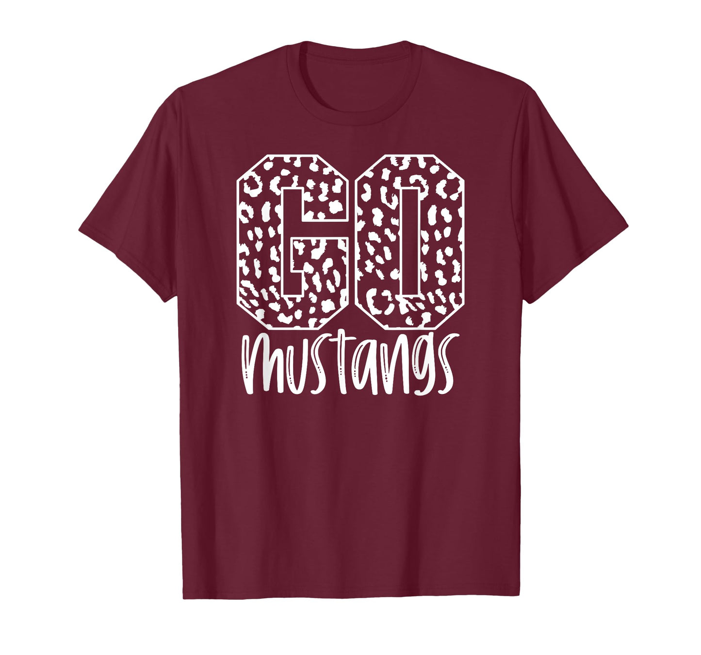 Mustangs Team Mascot School Spirit Game Night Leopard Print T-Shirt
