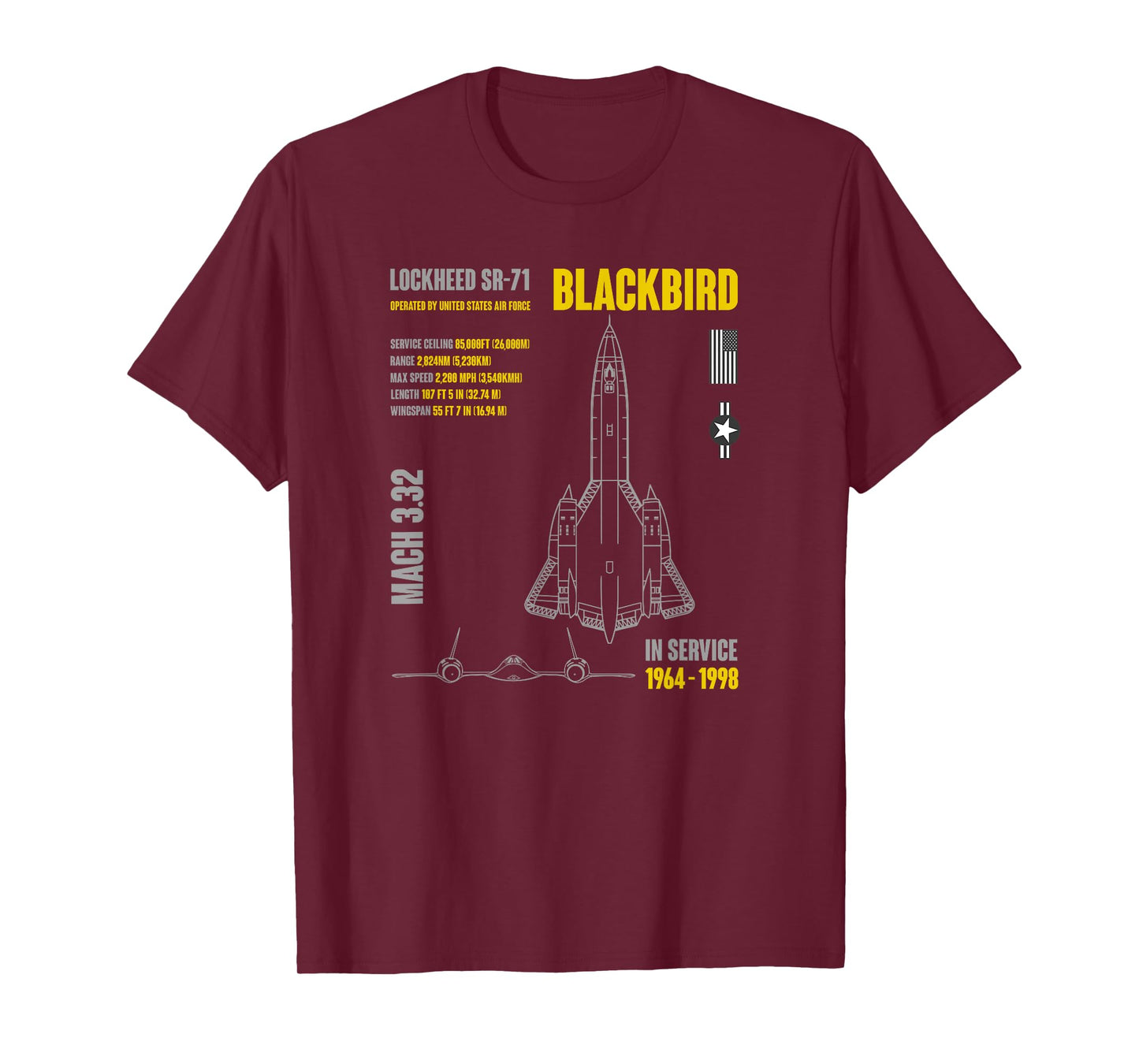 Military Aircraft Lockheed SR-71 Blackbird USAF T-Shirt