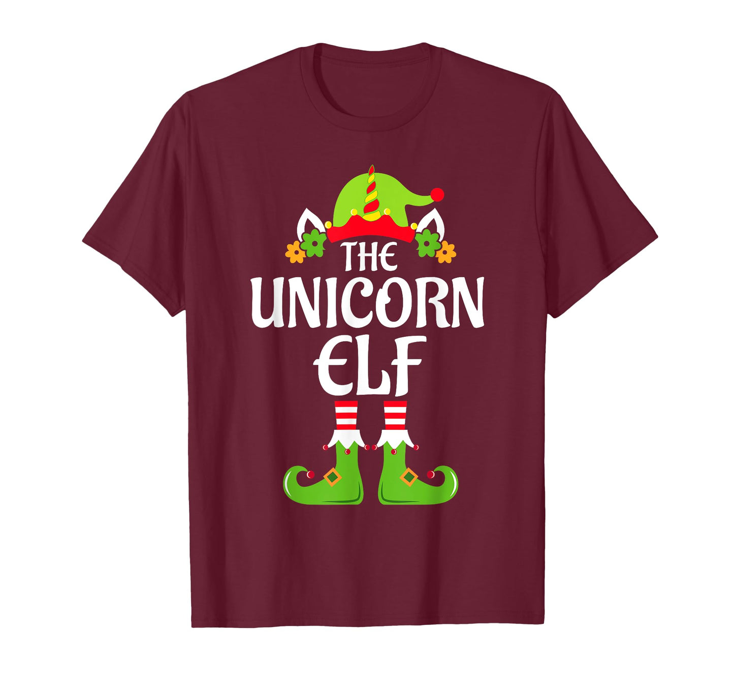 Unicorn Elf Matching Family Group Christmas Party Xmas Funny T-Shirt