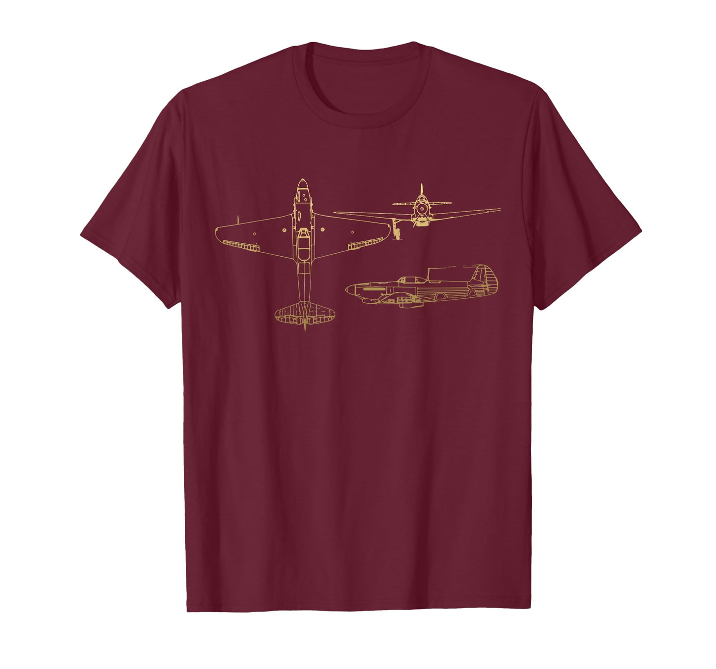 Yak-9 Soviet WW2 Plane Warbird Blueprint Schematics Diagram T-Shirt