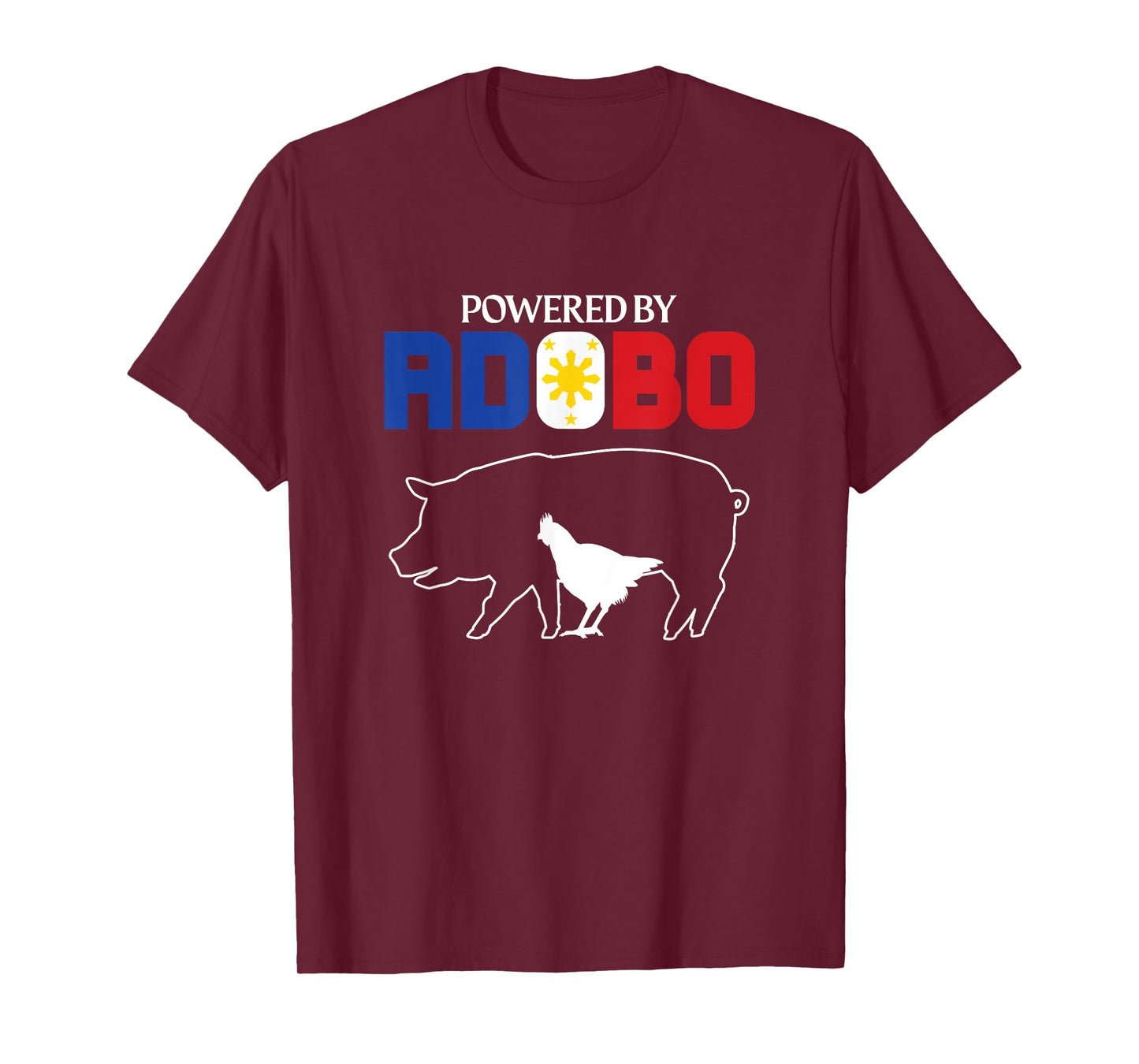Powered by Adobo Chicken Pork Pinoy Rice Cuisine Philippines T-Shirt