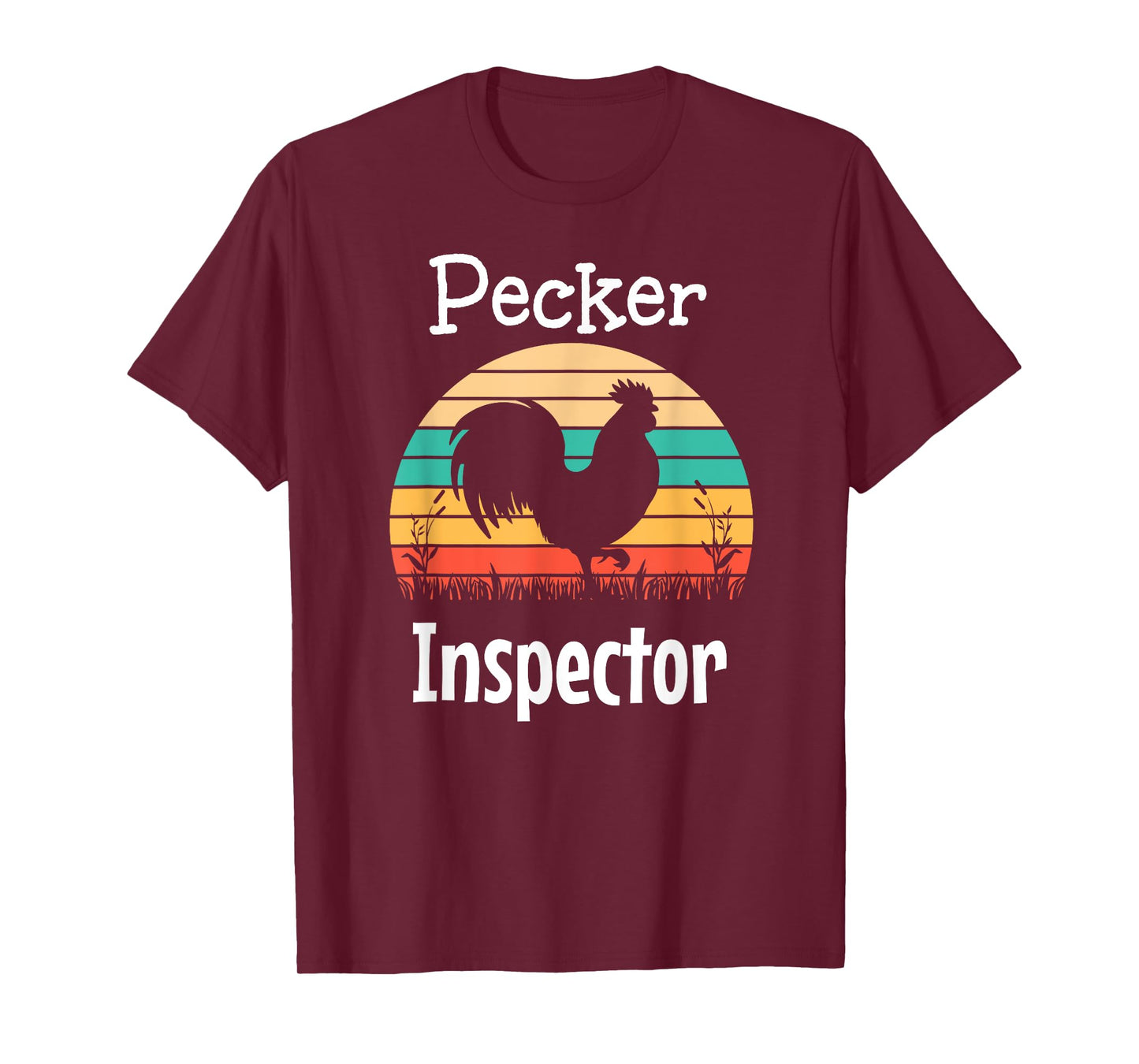 Pecker Inspector Rooster and Retro Sun T-Shirt