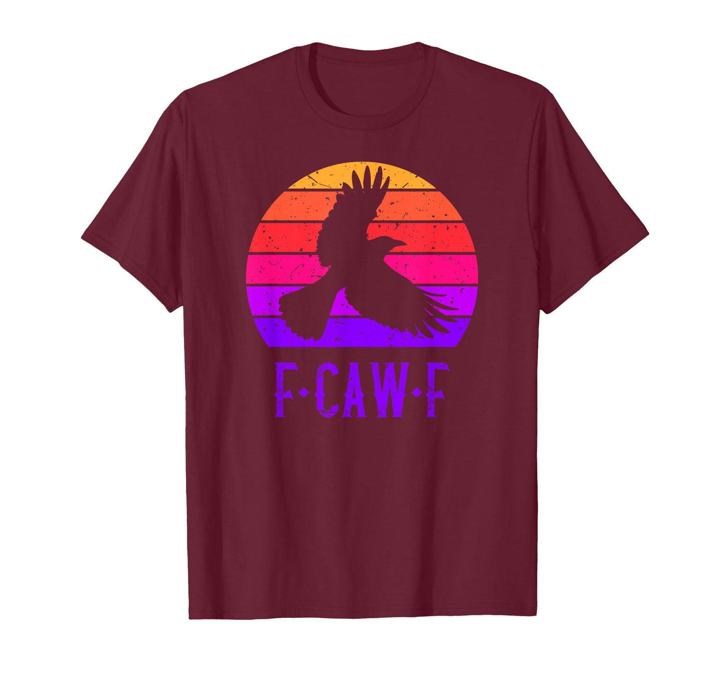 F-Caw-F Black Crow Black Bird Retro Sunset Vintage F-Caw-F T-Shirt