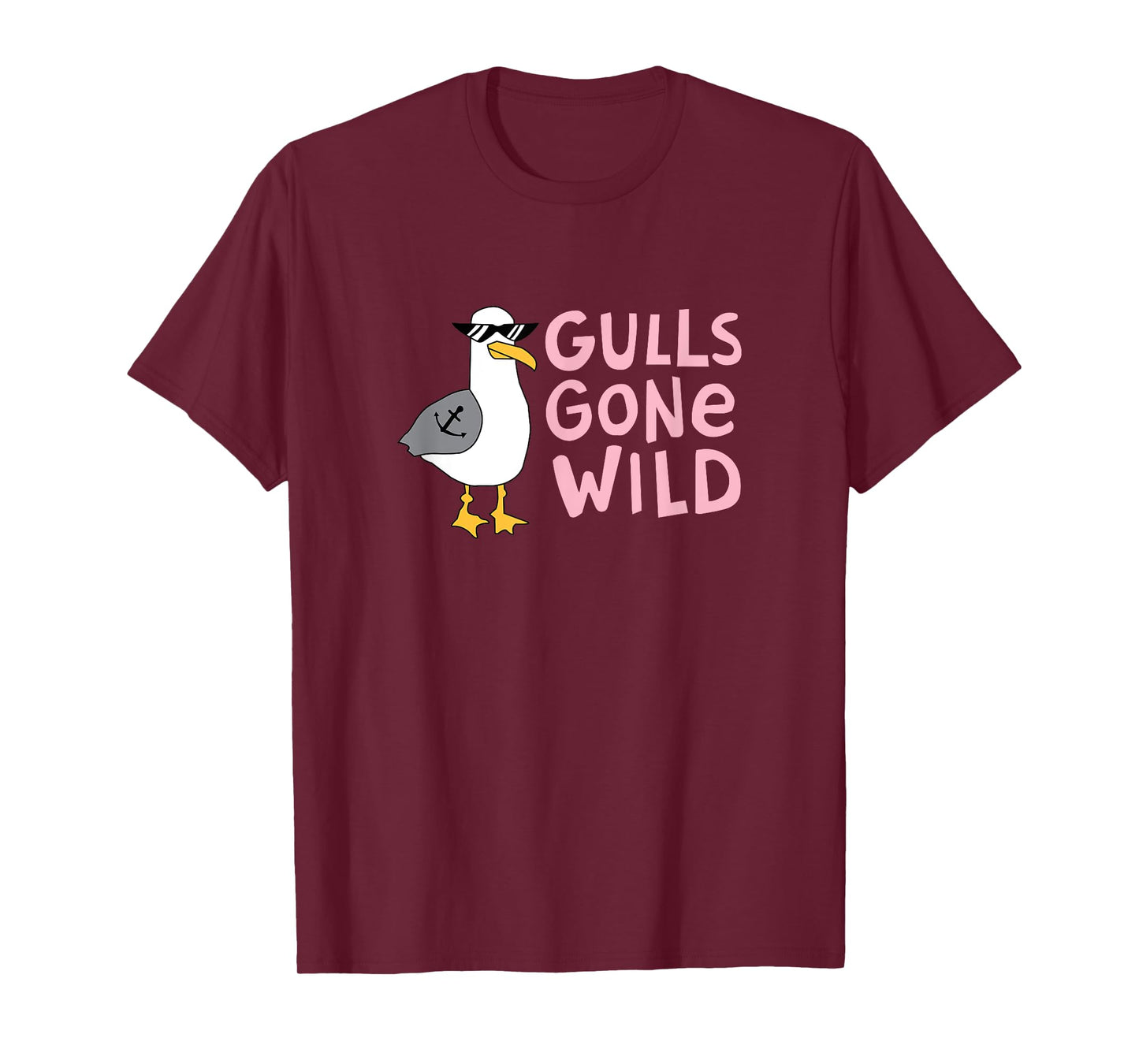 Funny Seagull wtih Achor Tattoo & Sunglasses,Gulls Gone Wild T-Shirt