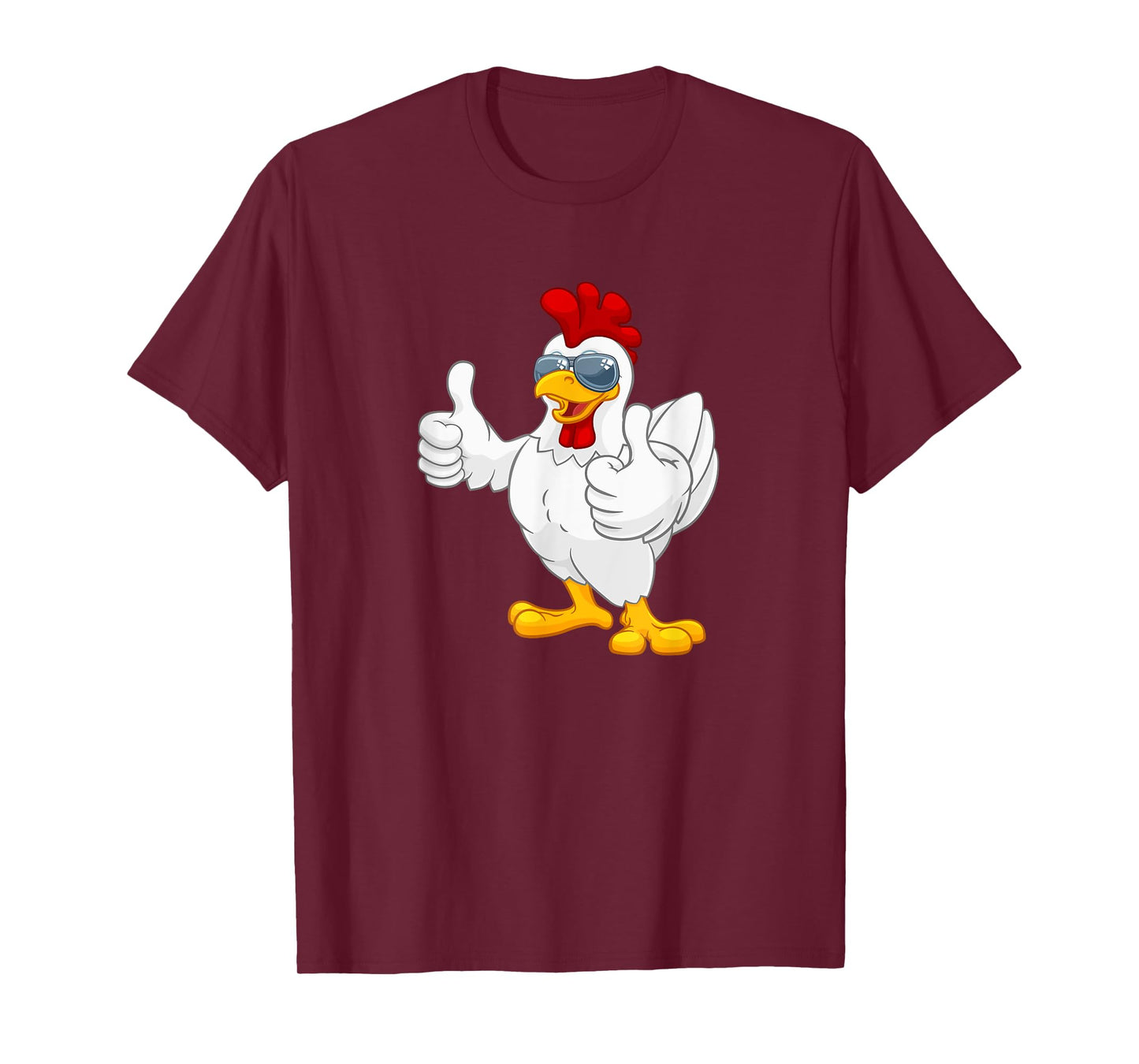 Cool White Chicken Rooster with Sunglasses Thumbs Up Animal T-Shirt