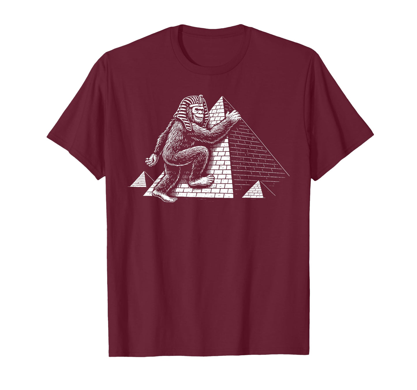 Bigfoot Pharaoh Climbing Pyramids Funny Egypt Travel T-Shirt