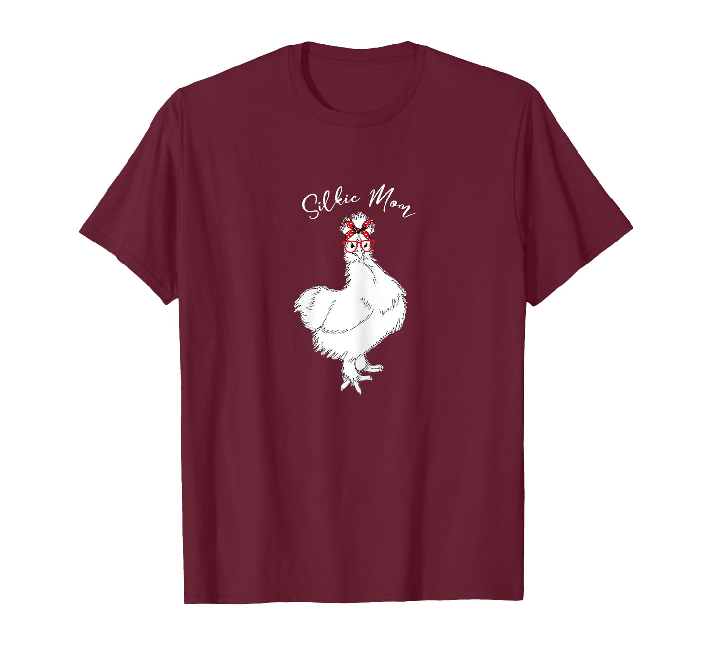 Womens Silkie Mom | Cool Silkie Chicken with Red Bandana & Glasses T-Shirt