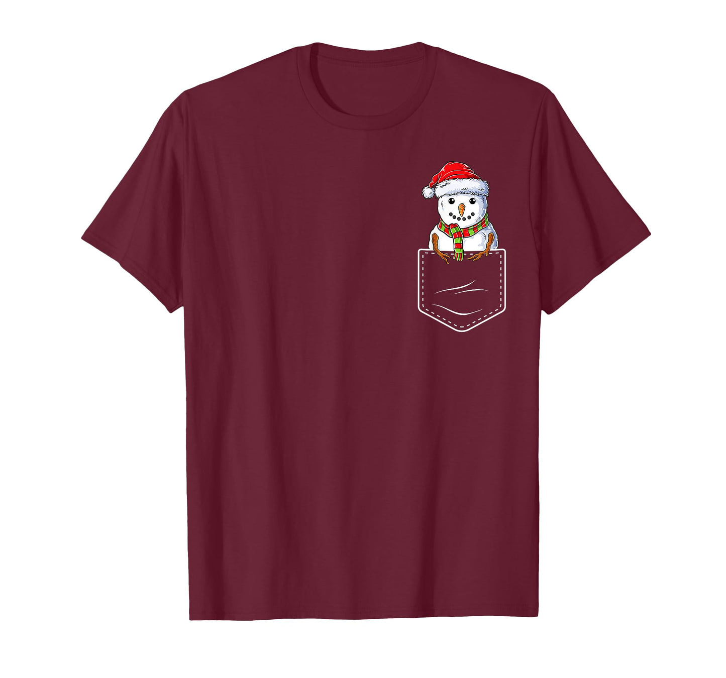 Funny Snowman In Pocket Christmas Kids Boys Girls Xmas T-Shirt