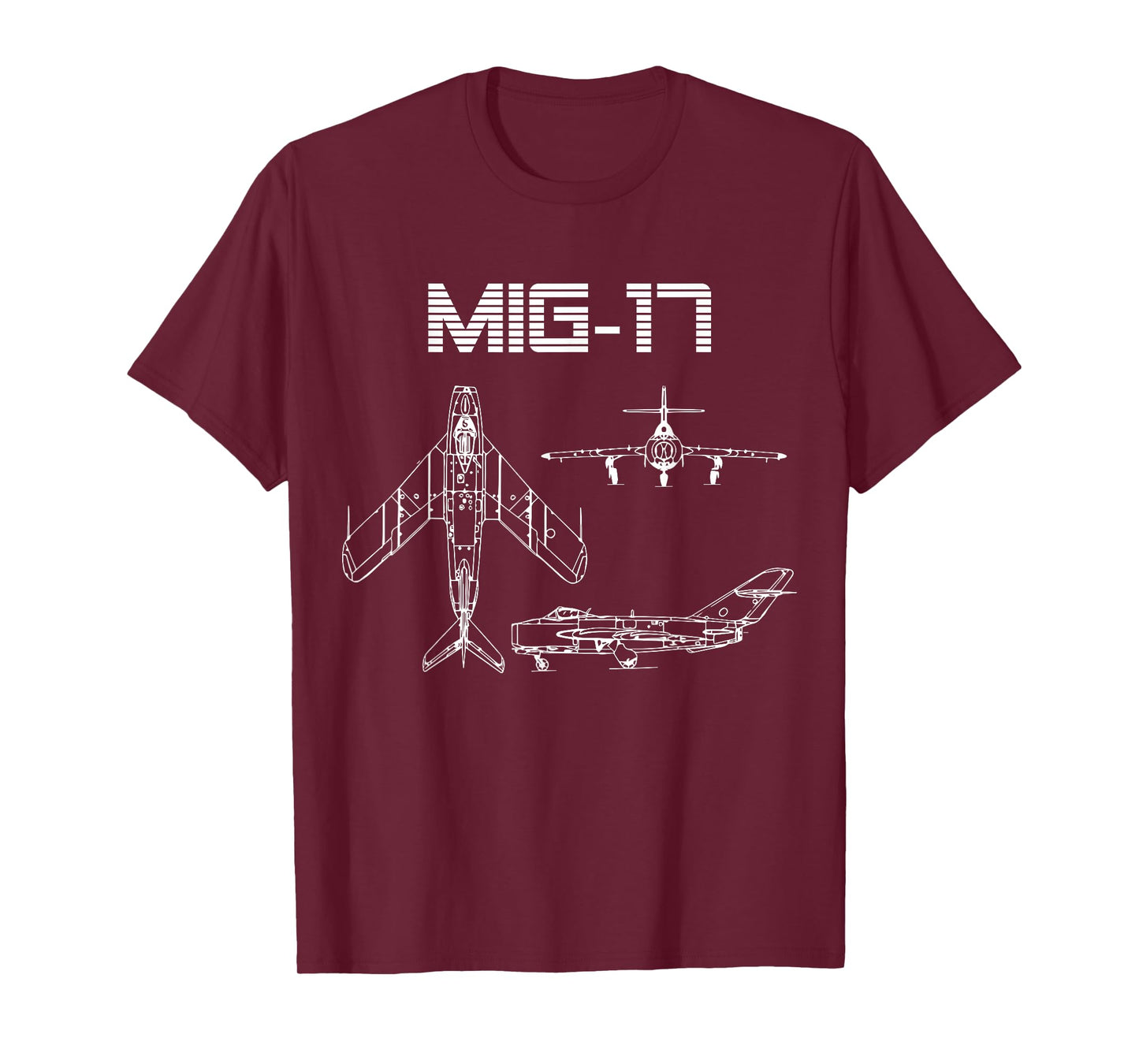 Mig-17 Soviet Plane Warbird Blueprint Schematics Diagram T-Shirt