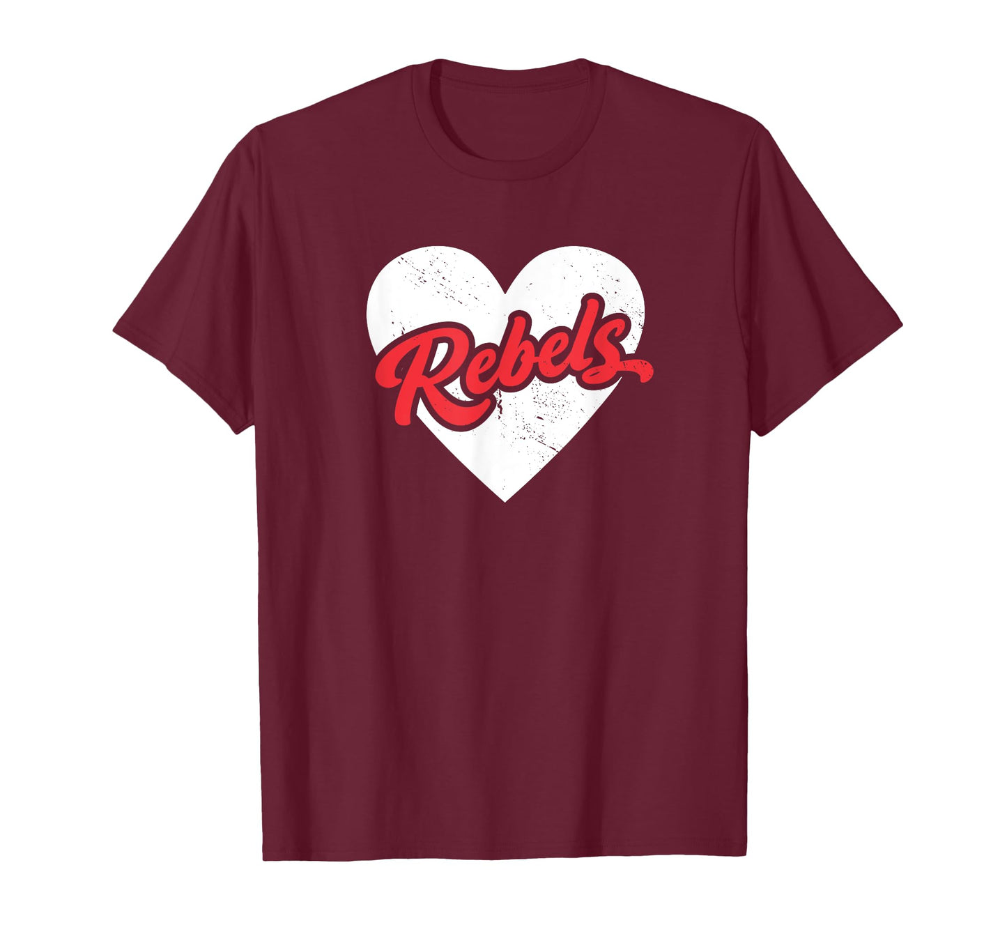 Vintage Rebels High School Go Rebels Pride Heart T-Shirt