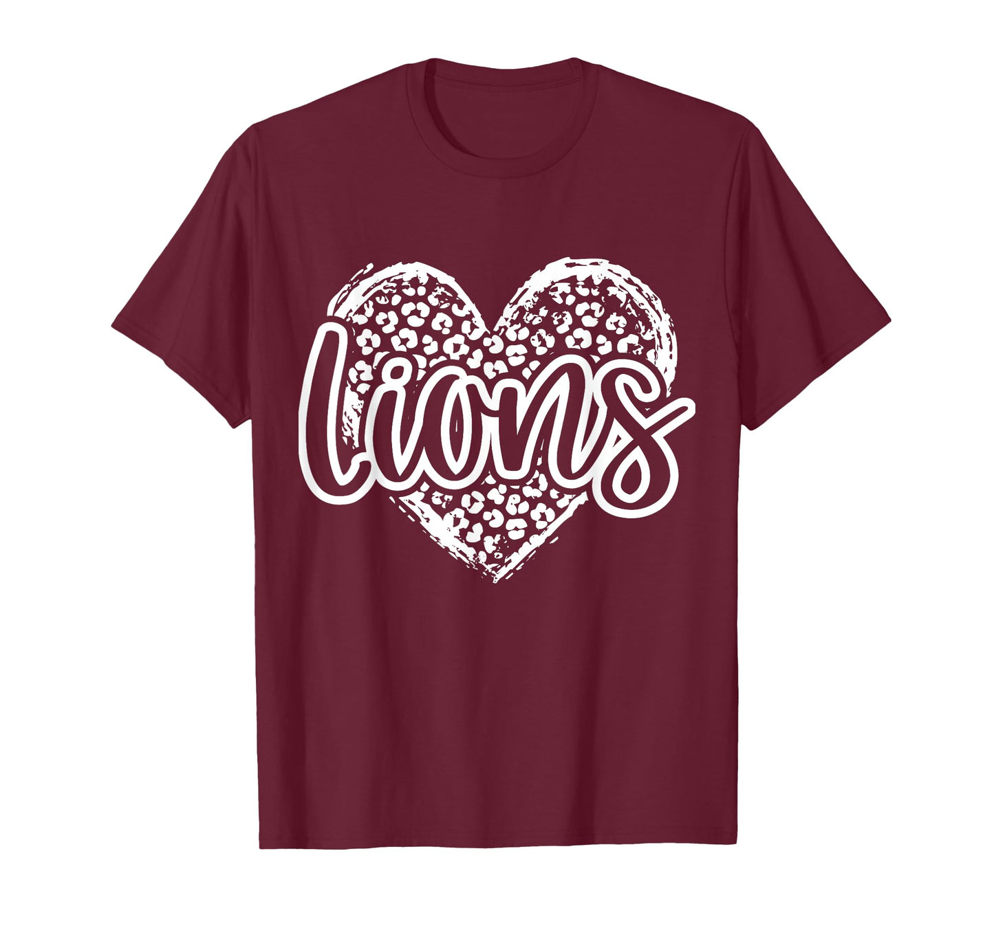 Leopard Cheetah Heart LIONS School Spirit Top Distressed T-Shirt