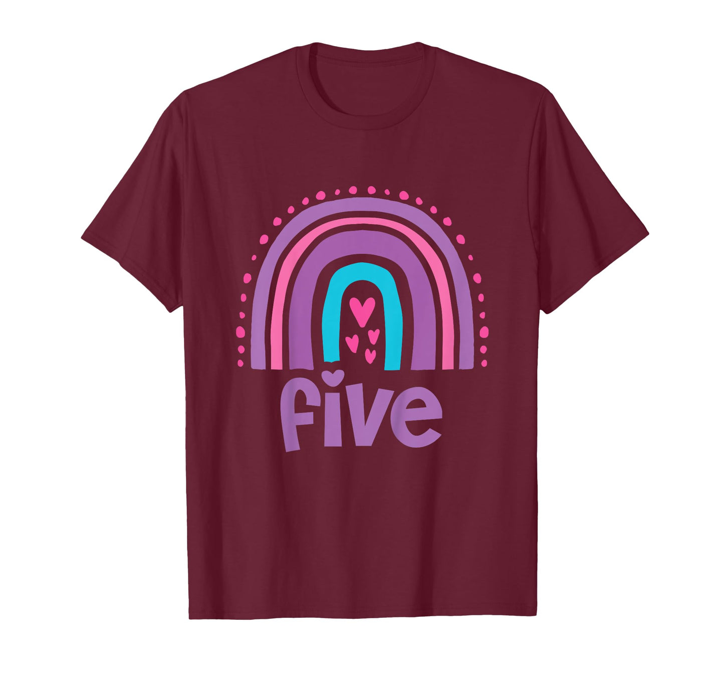 Girl's 5th Birthday Boho Rainbow Five 5 Years Old T-Shirt