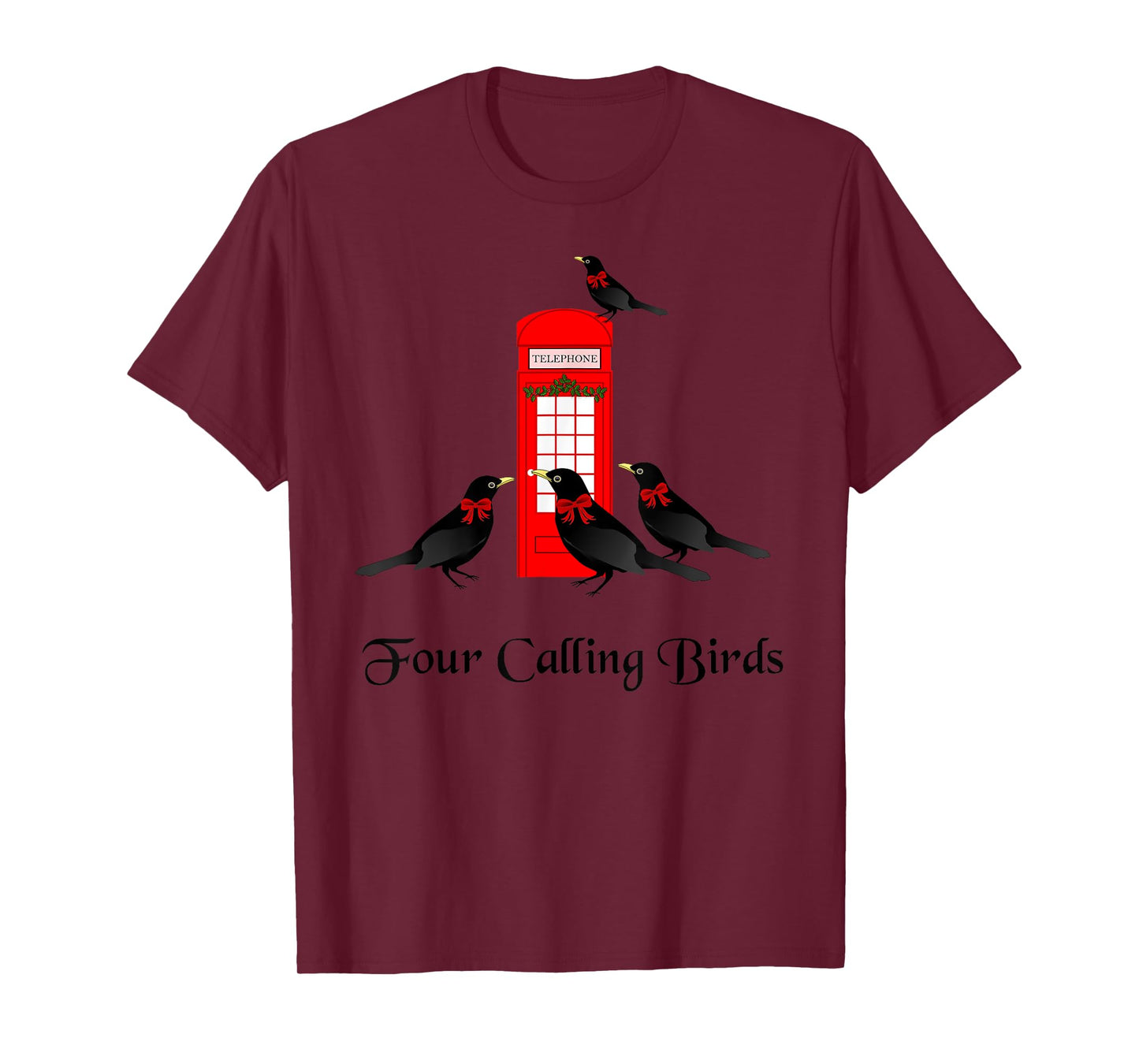 Funny Four Calling Birds Twelve Days of Christmas T-Shirt