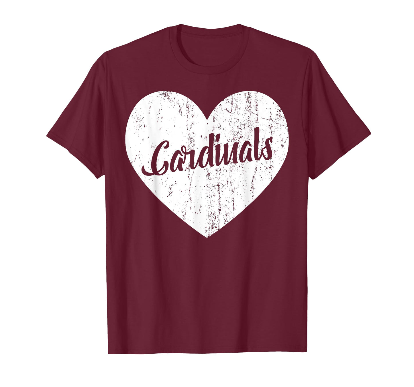 Cardinals School Sports Fan Team Spirit Mascot Heart Gift T-Shirt