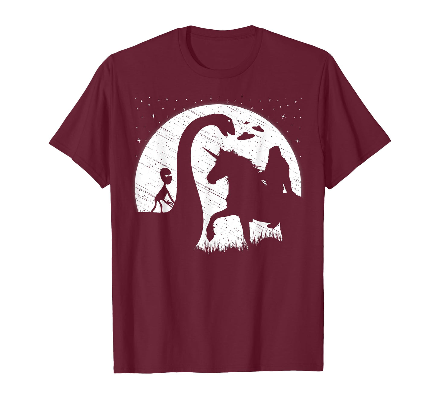 Funny Alien Riding Loch Ness Monster Nessie Bigfoot Unicorn T-Shirt