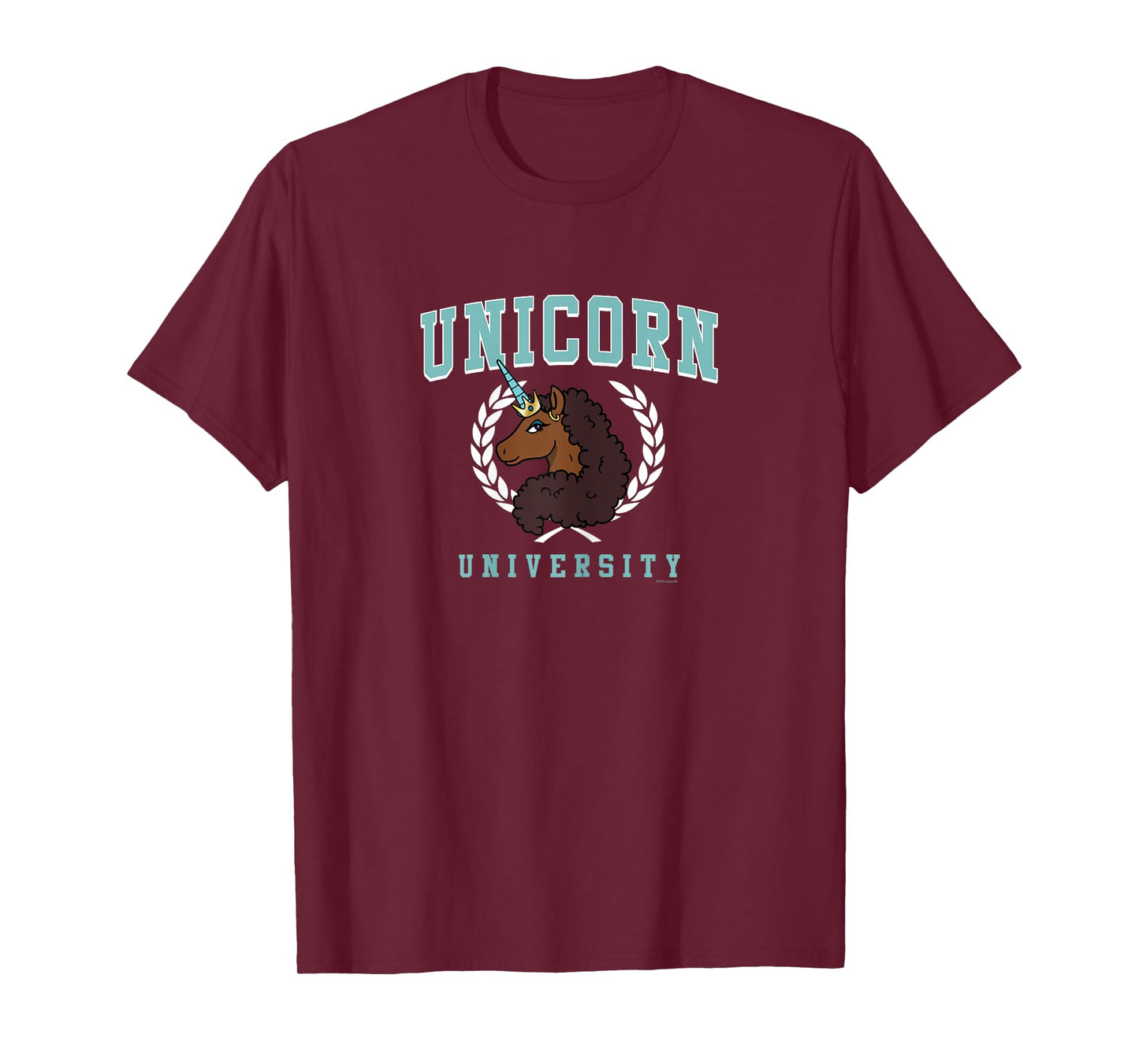 Afro Unicorn Unique Unicorn University Collegiate Logo T-Shirt
