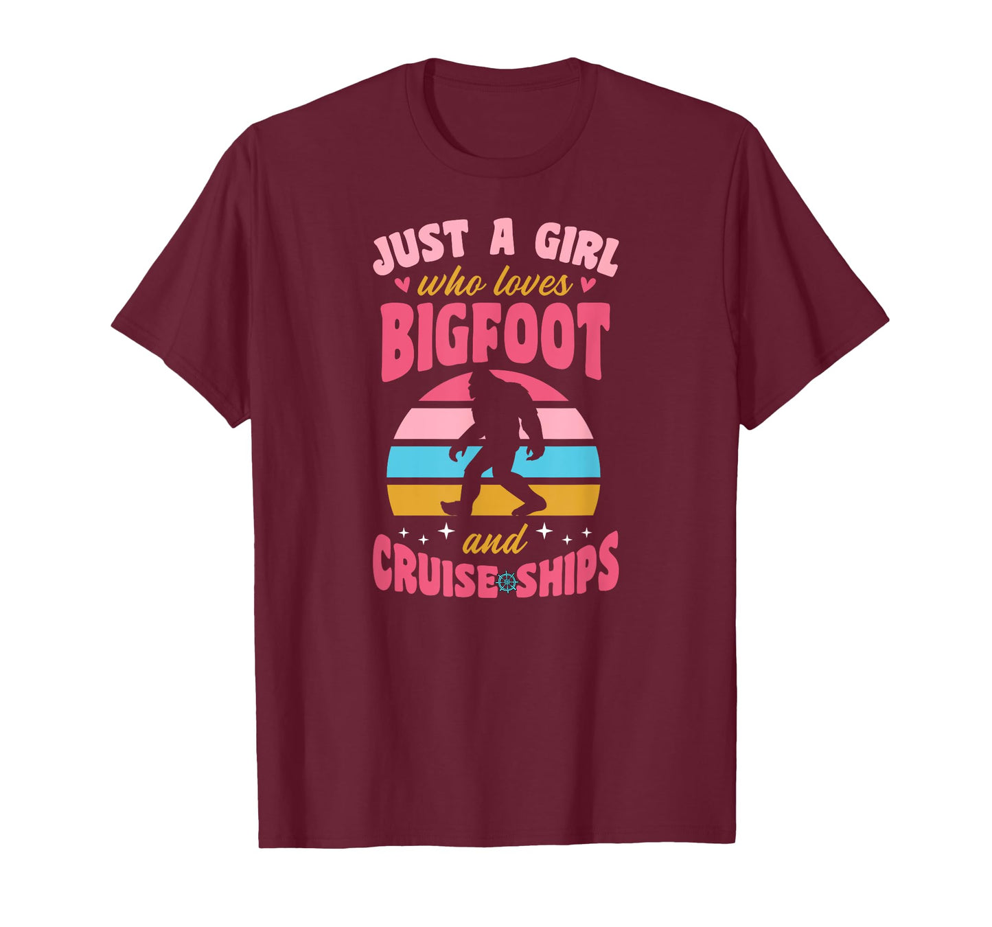 Just A Girl Who Loves Bigfoot And Cruise Ships Retro 70s T-Shirt
