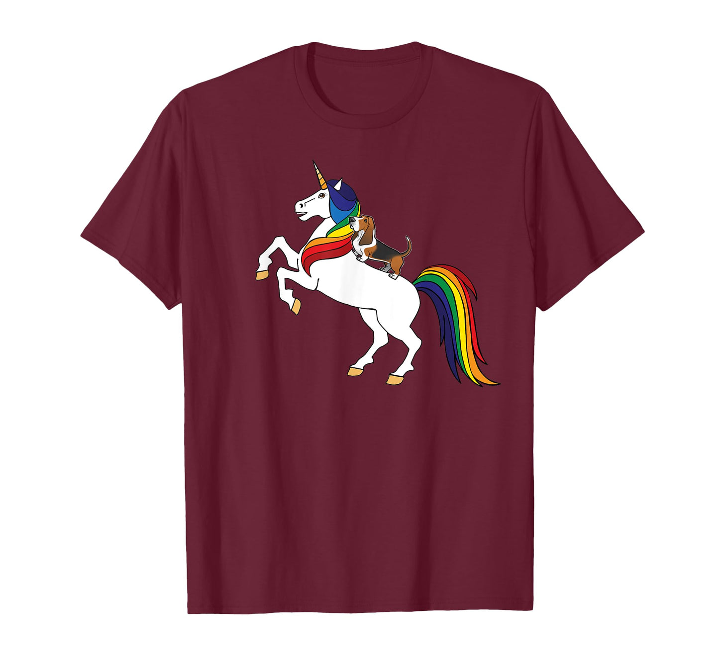 Kids Womens & Girls Rainbow Unicorn Basset Hound Lover T-Shirt