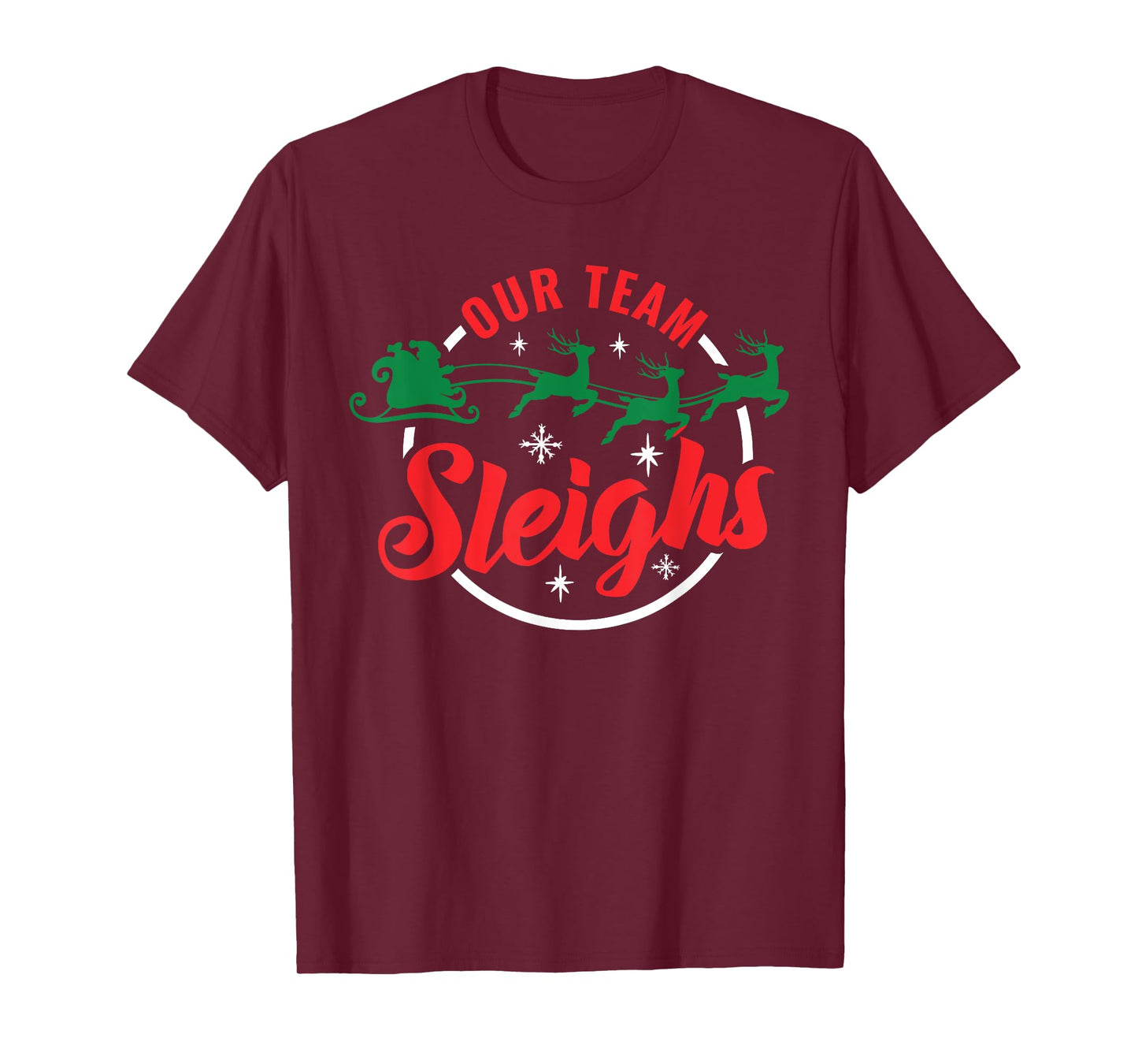 Our Team Sleighs Christmas Family Pajama Xmas Holiday Womens T-Shirt