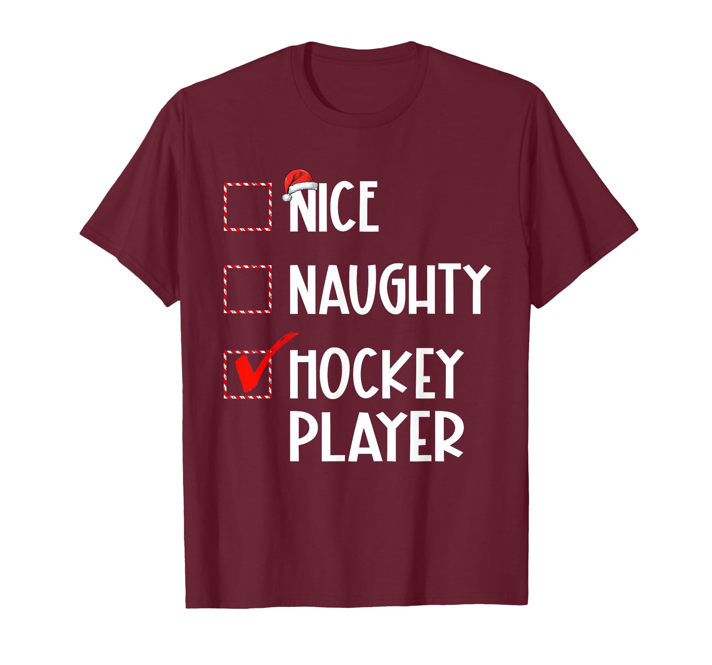 Nice Naughty Hockey Player List Christmas Santa Claus T-Shirt