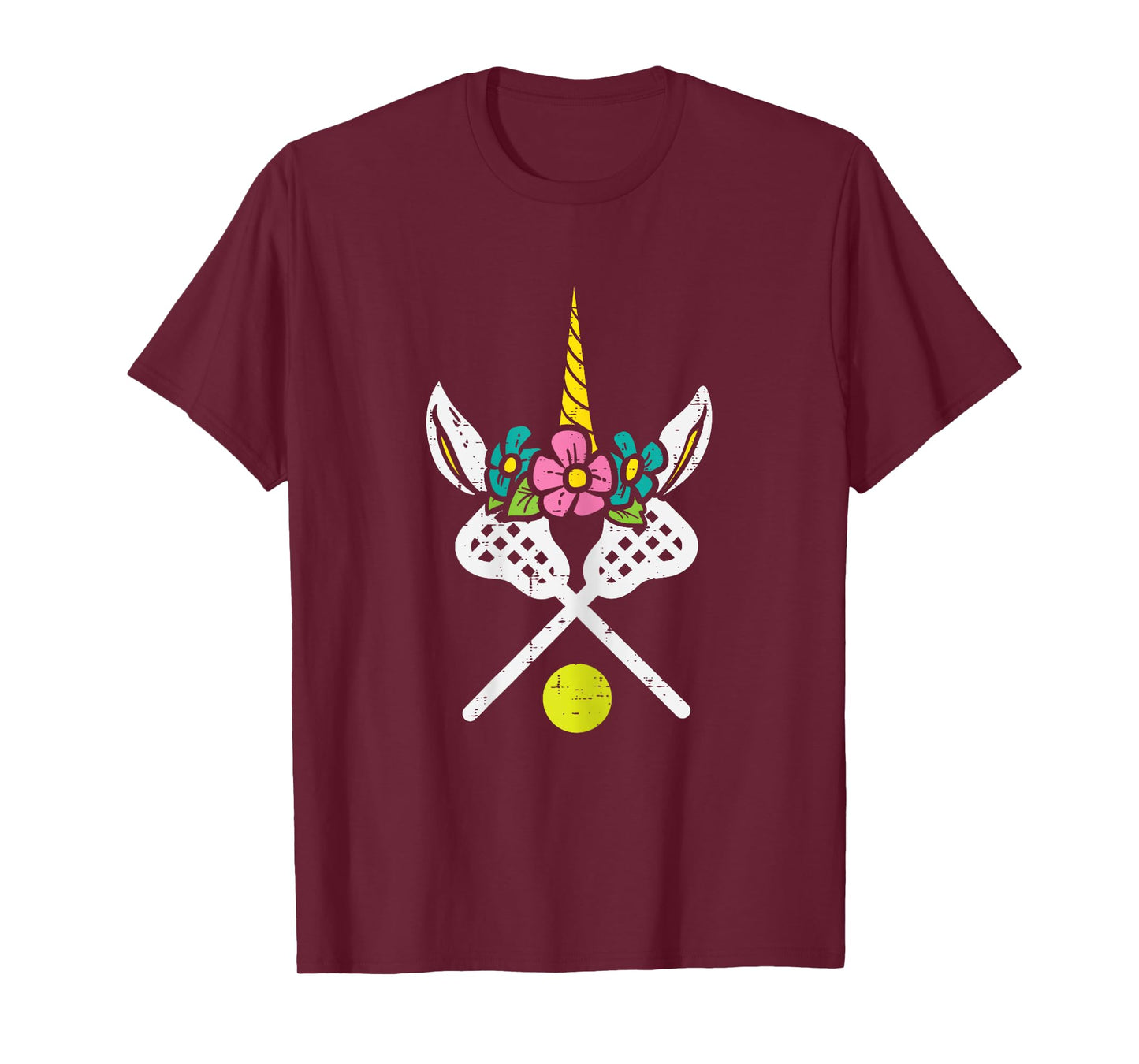 Unicorn Head Lacrosse Funny Lax Sports Women Kids Girls T-Shirt