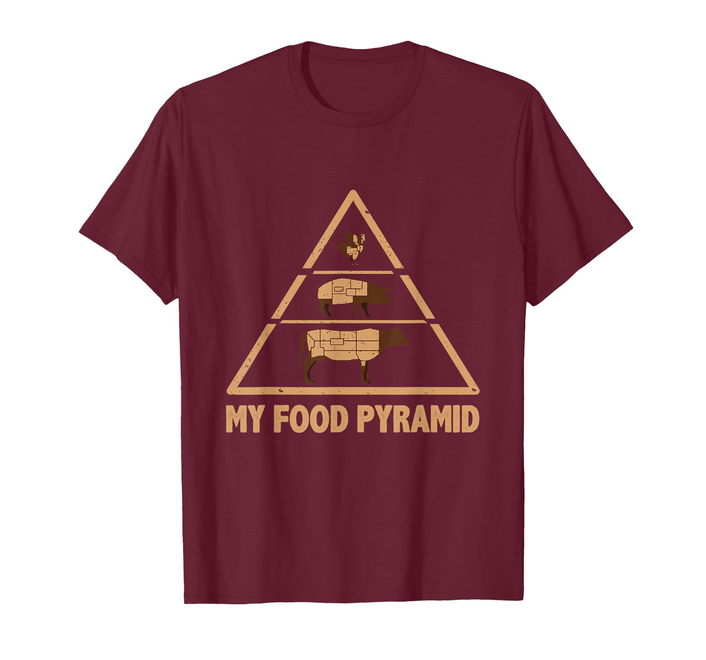 Meat Lover - My Food Pyramid Funny Cow Pig Chicken Carnivore T-Shirt