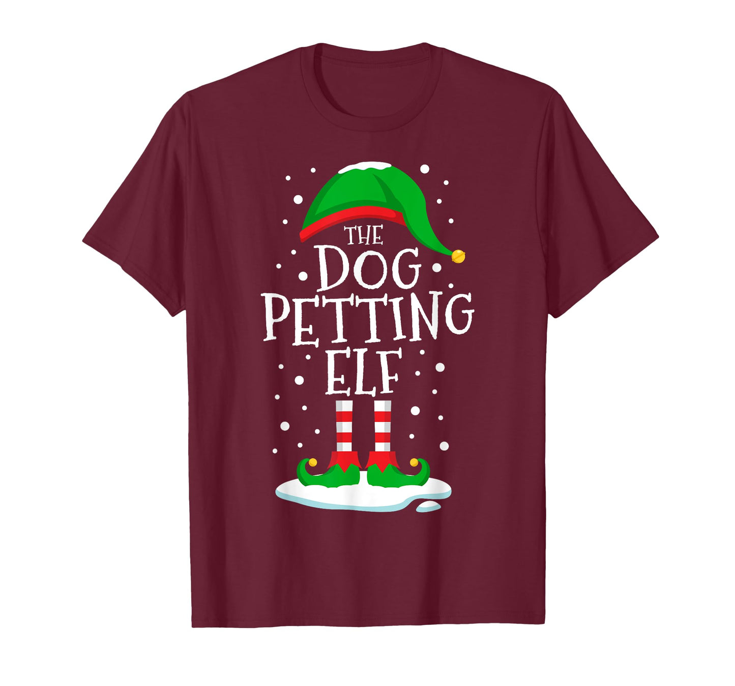 The Dog Petting Elf Christmas Family Matching Xmas Funny T-Shirt for Men Women Kids