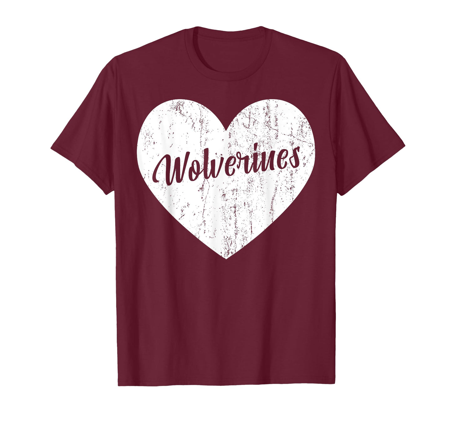 Wolverines School Sports Fan Team Spirit Mascot Heart Gift T-Shirt