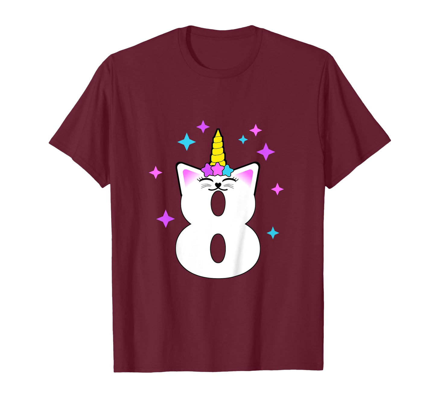 8 Year Old Cat Unicorn Caticorn 8th Birthday Party Girls T-Shirt