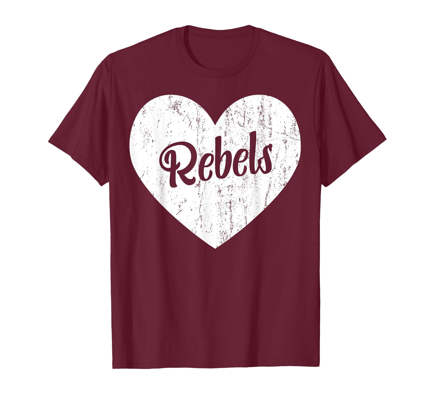 Rebels School Sports Fan Team Spirit Mascot Cute Heart Gift T-Shirt