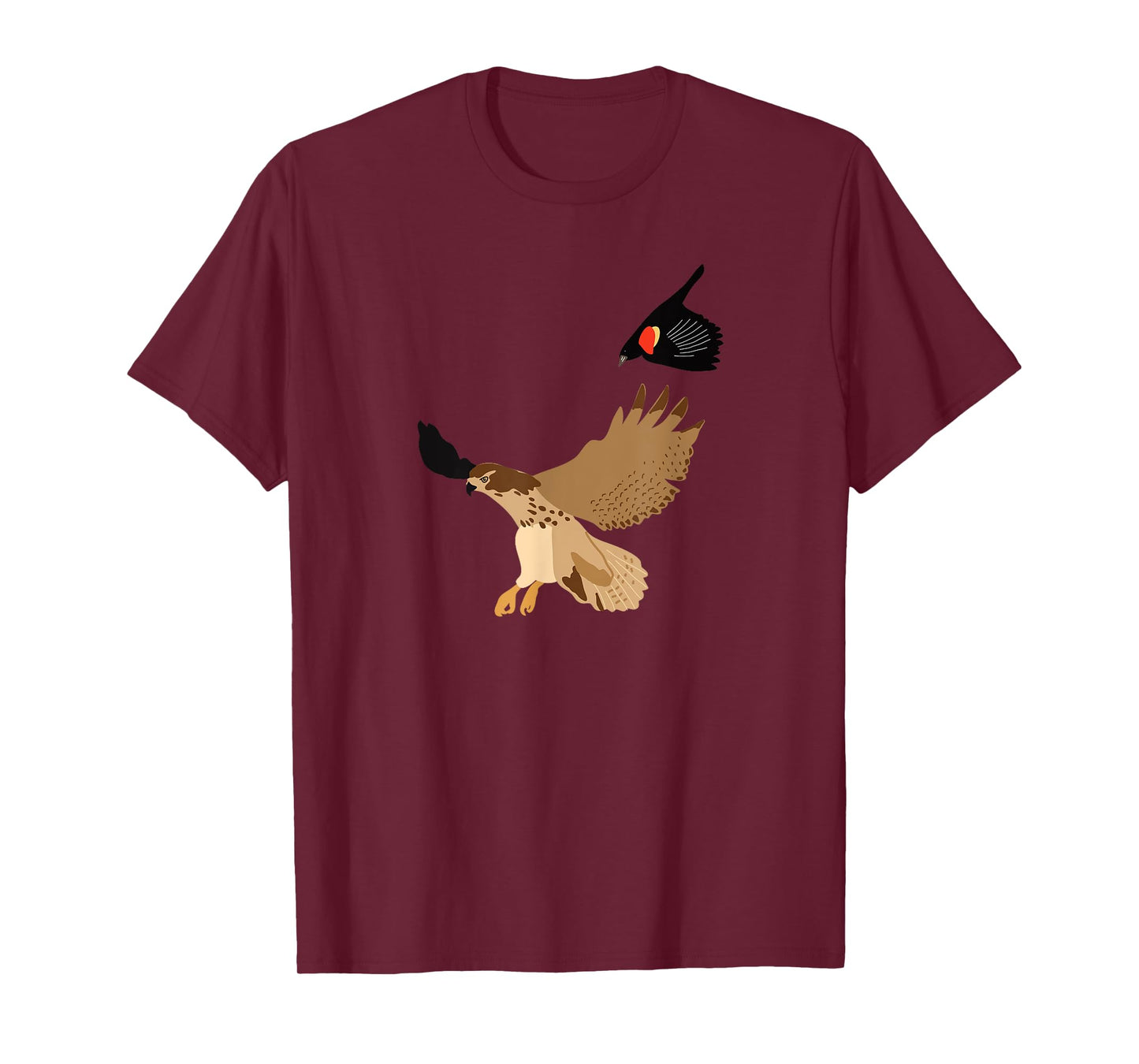 Red Winged Blackbird Chasing a Hawk Nature Graphic T-Shirt