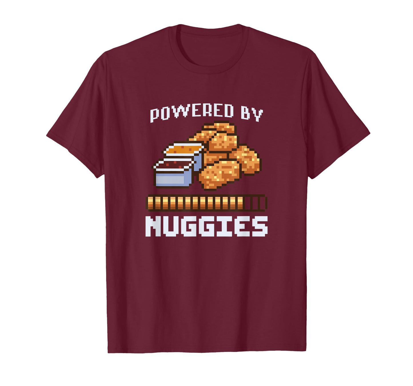 Power By Nuggies Pixalated Art Style Chicken Nugget Funny T-Shirt