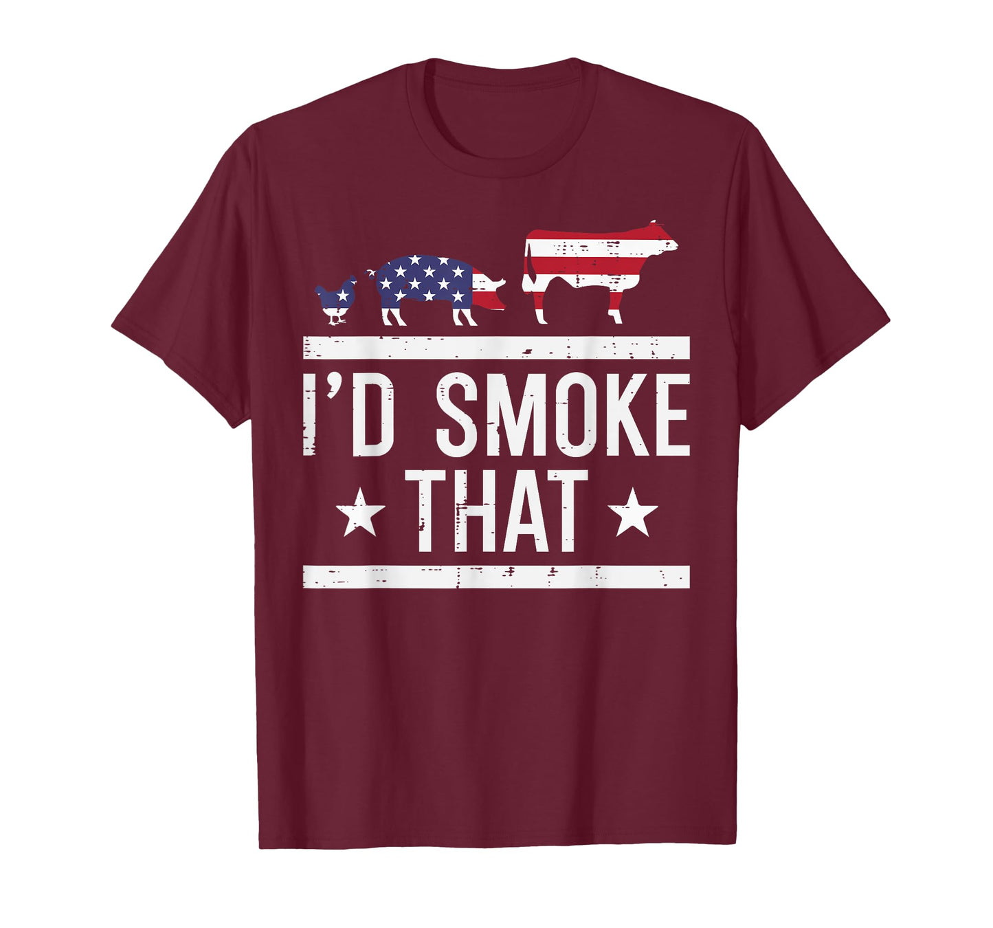 Id Grill That Chicken Pig Cow US Flag Bbq Barbecue 4th July T-Shirt