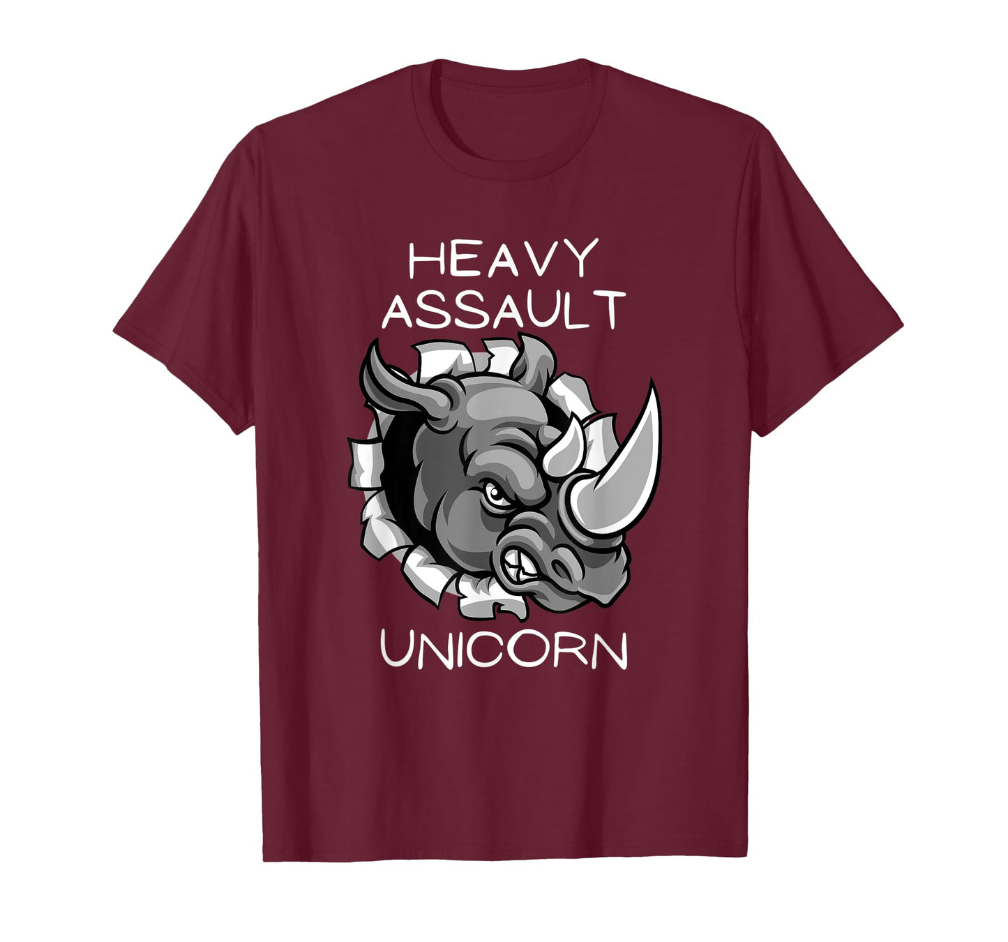 Funny Heavy Assault Unicorn Rhinoceros Cartoon T-Shirt