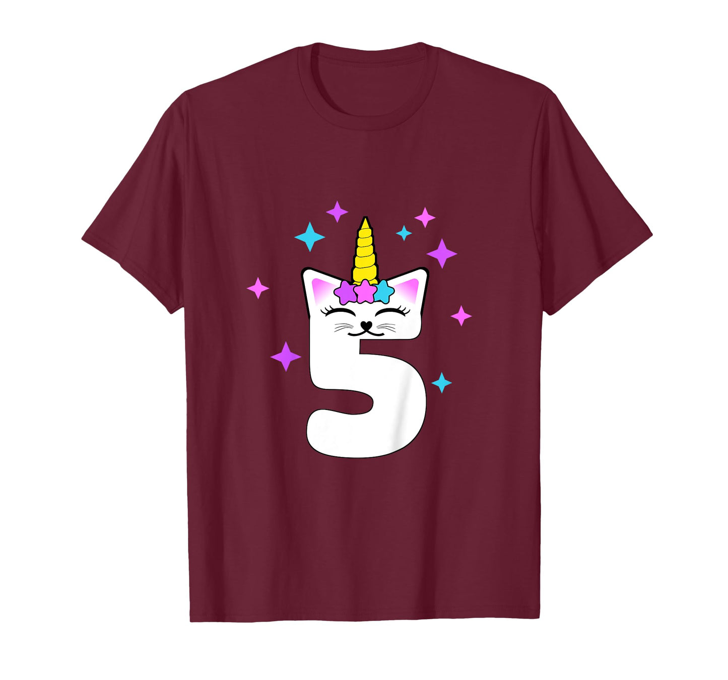 5 Year Old Cat Unicorn Caticorn 5th Birthday Party Girls T-Shirt