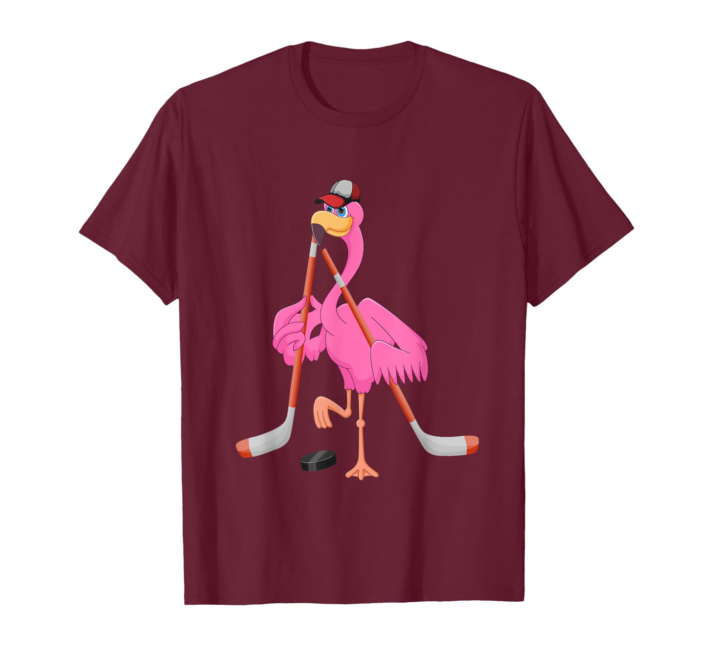 Flamingo Playing Hockey Matching Player Coach Birds Lover T-Shirt