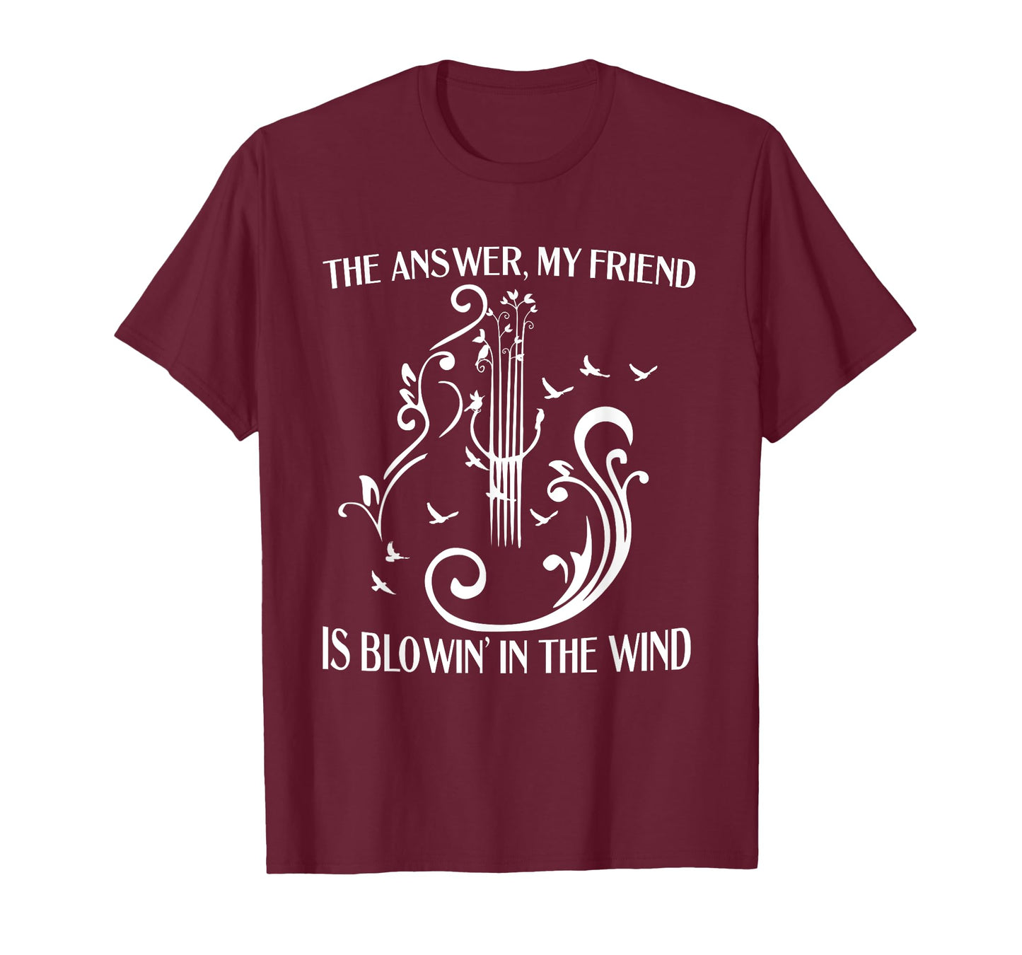 The Answer My Friend Is Blowing In The Wind Guitar Birds T-Shirt