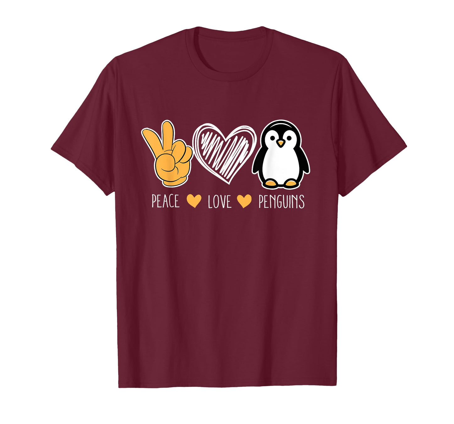 Penguin Cartoon Lovers Animals Outfit Peace Love Penguins T-Shirt