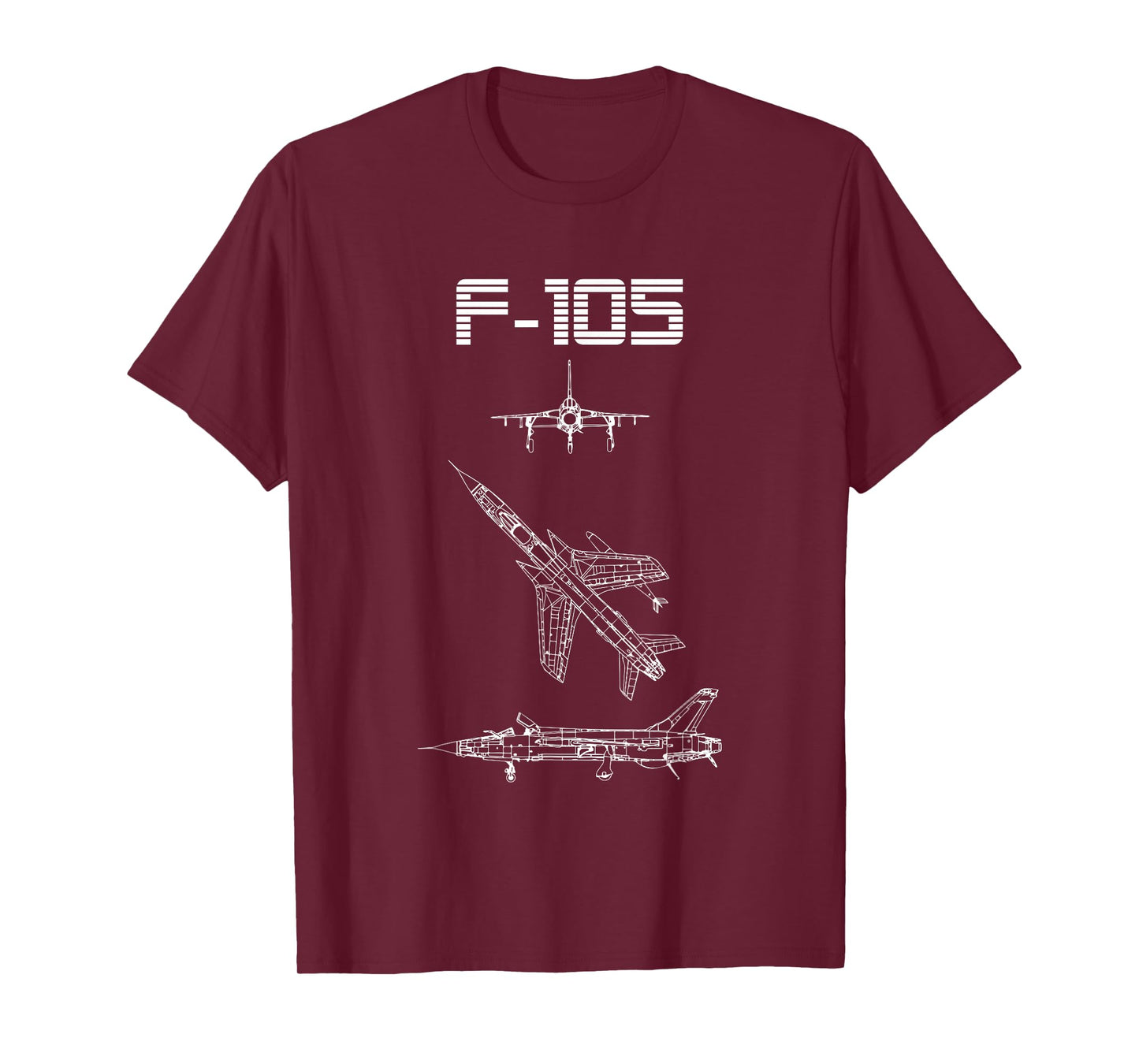 F-105 Fighter Plane Warbird Blueprint Schematics Diagram T-Shirt