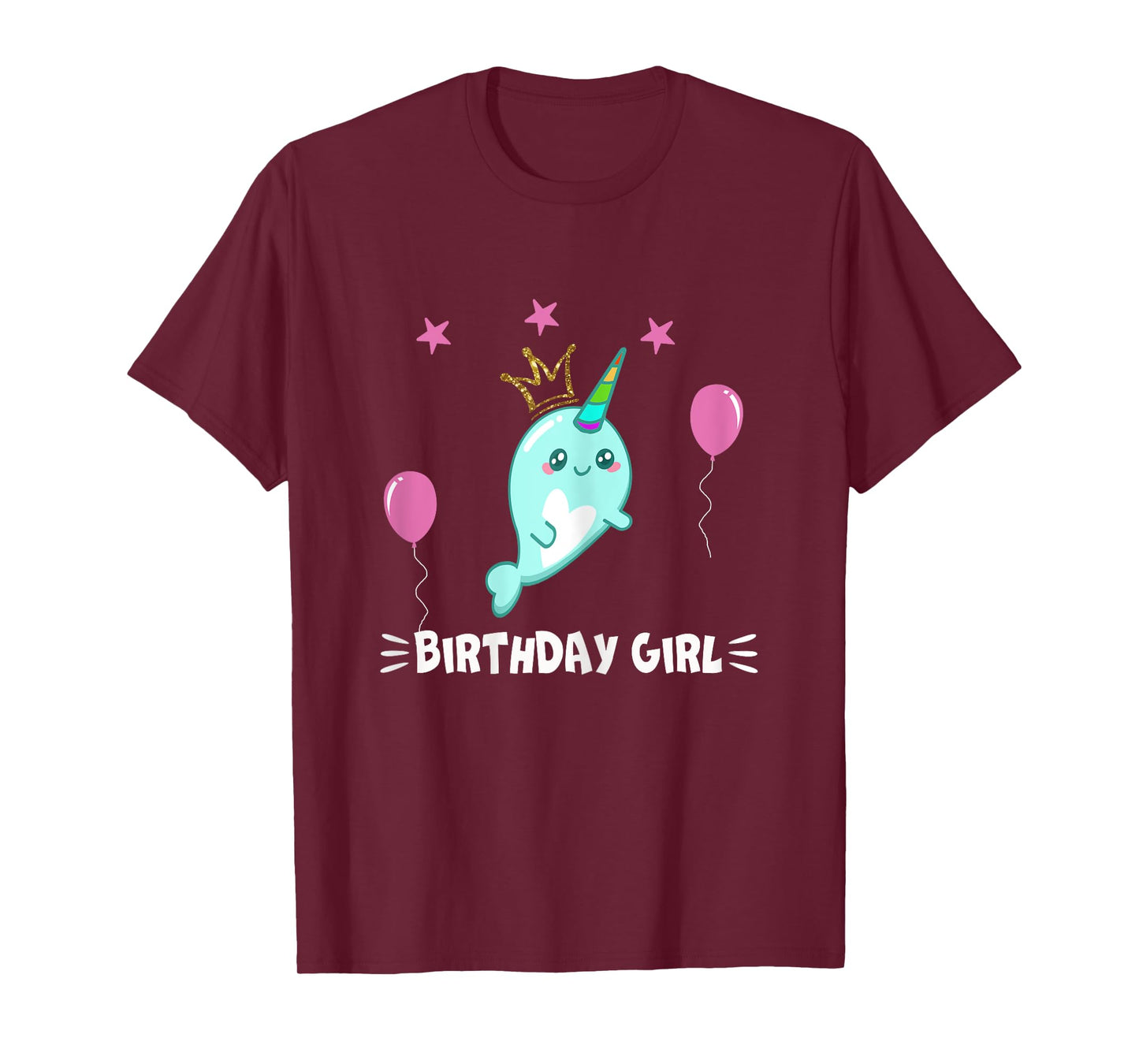 Cool Cute Narwhal balloons Girls Birthday Party Animal T-Shirt